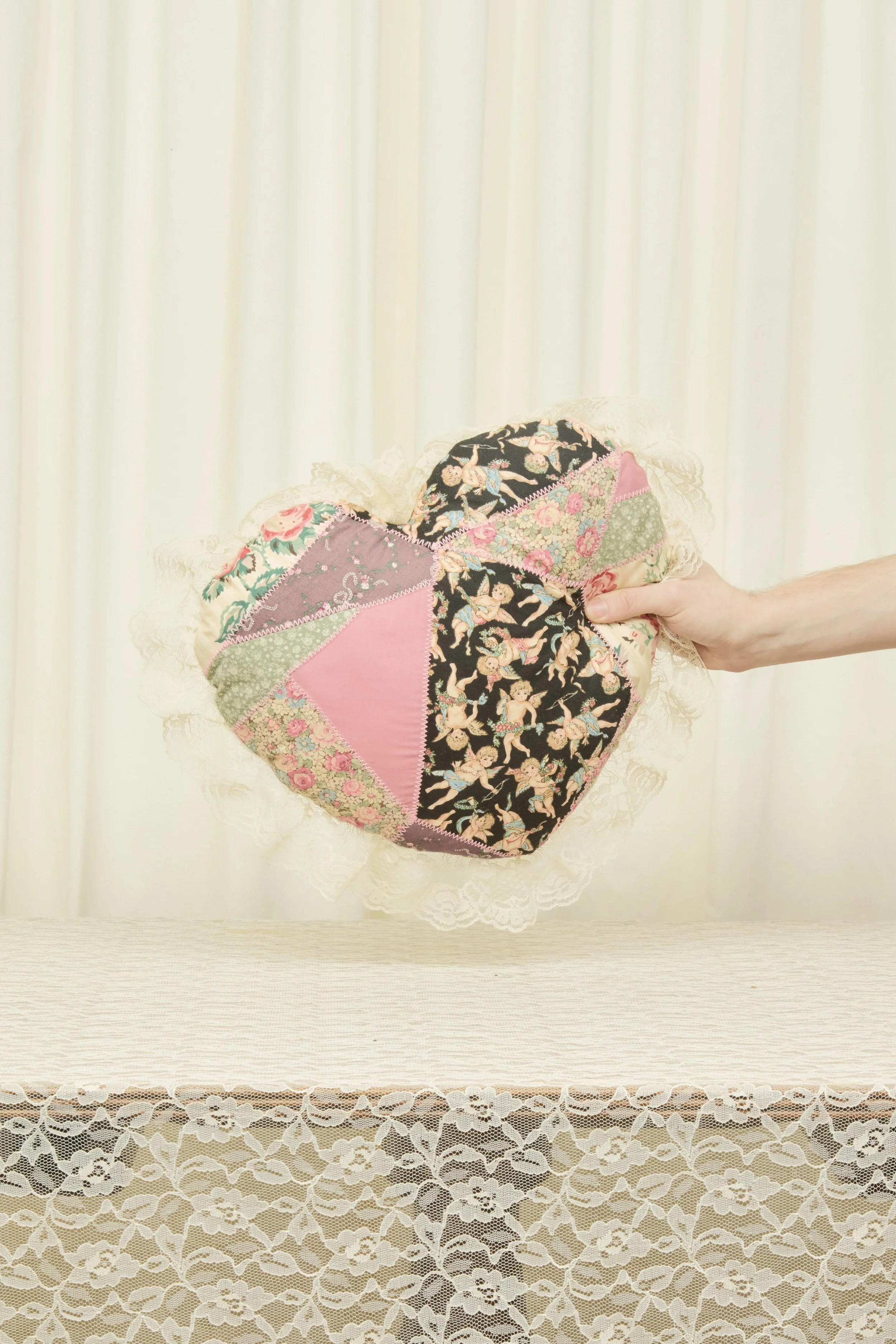 Vintage Patchwork Heart Pillow