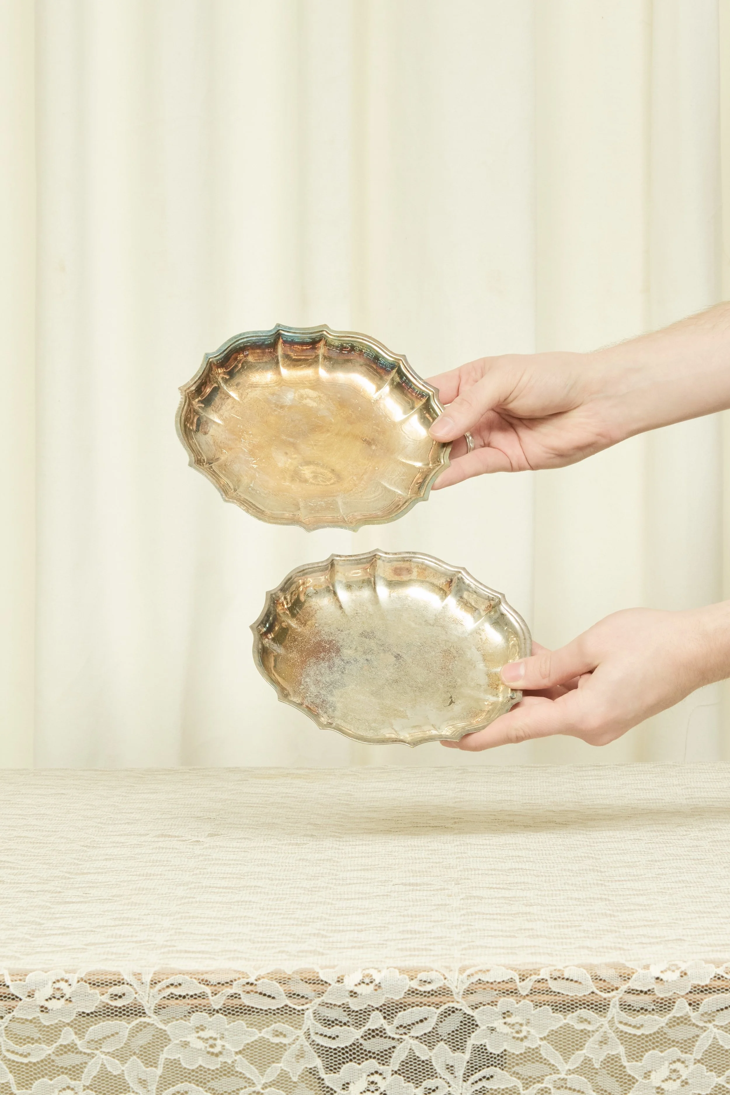 Vintage Silver Tray Set/2