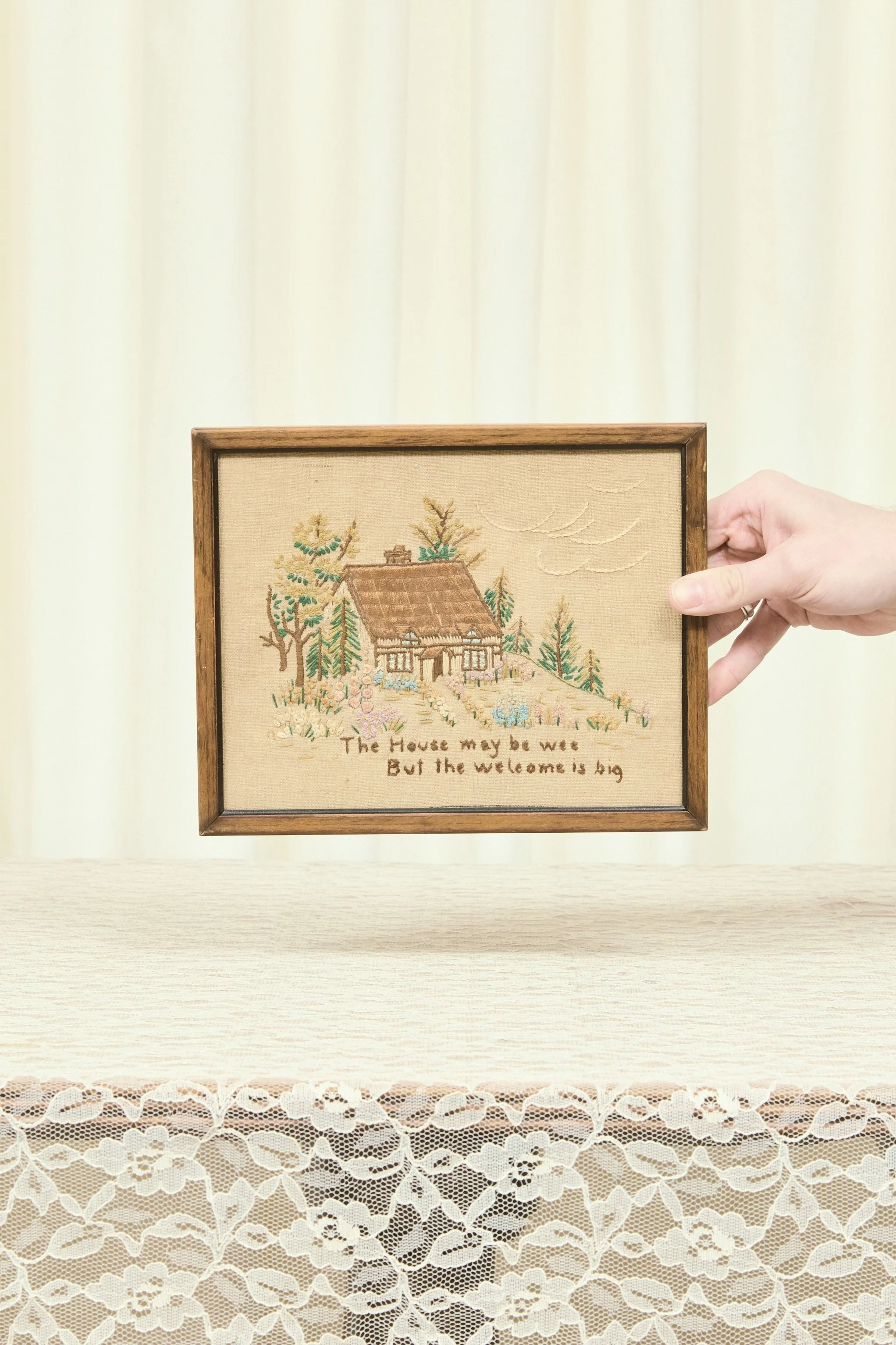 Vintage “Home Is Wee Welcome Is Big” Embroidered Art (1935)