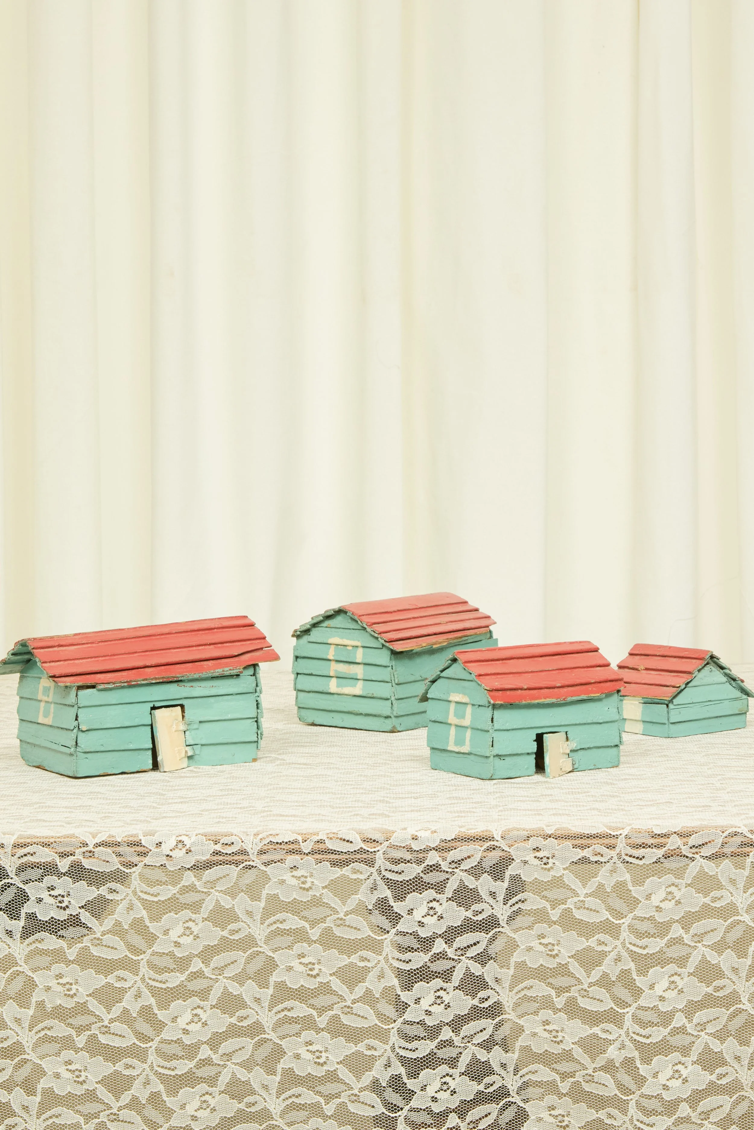 Antique Folk Art Village Set/4