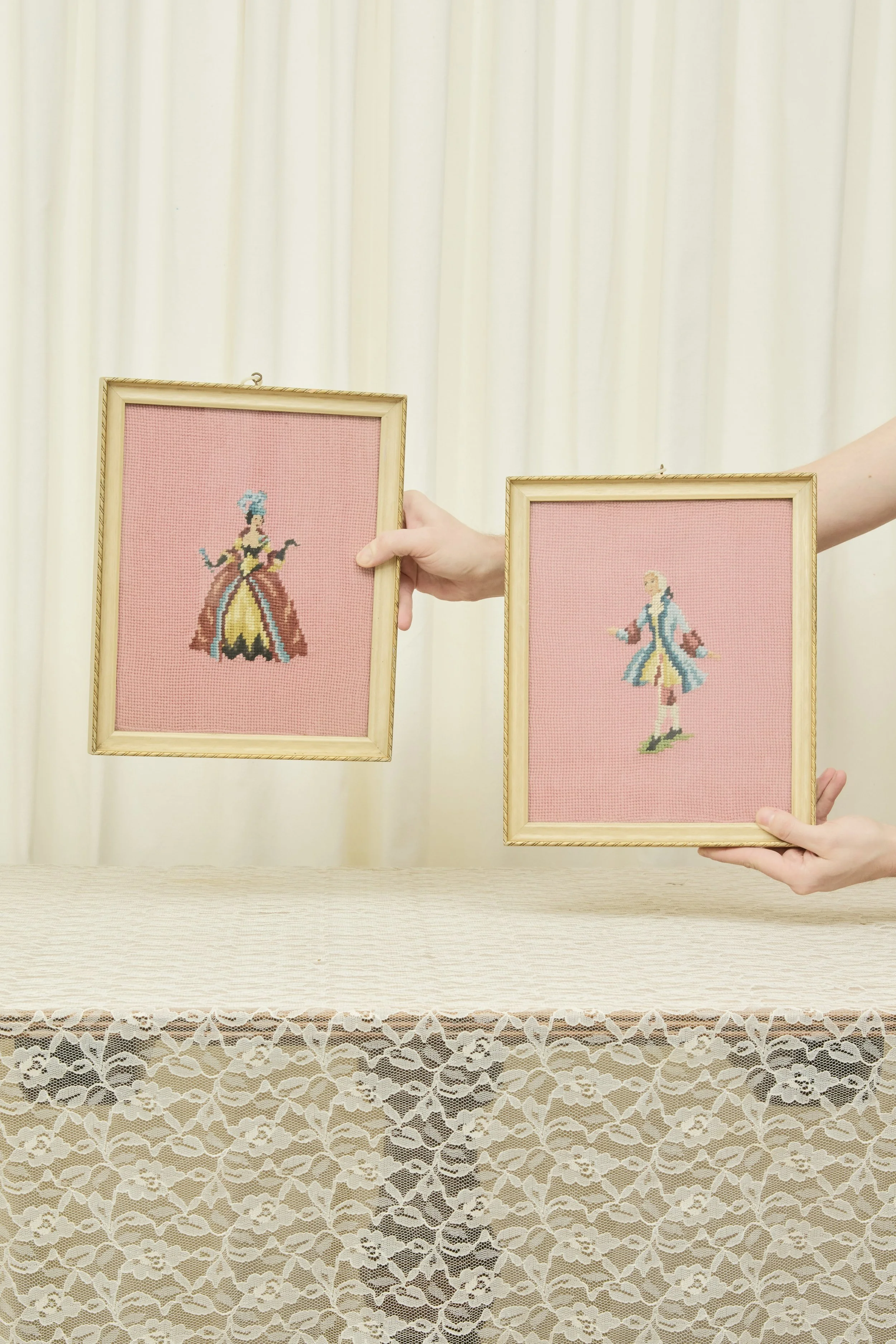 Vintage Prince & Princess Needlepoint Set/2