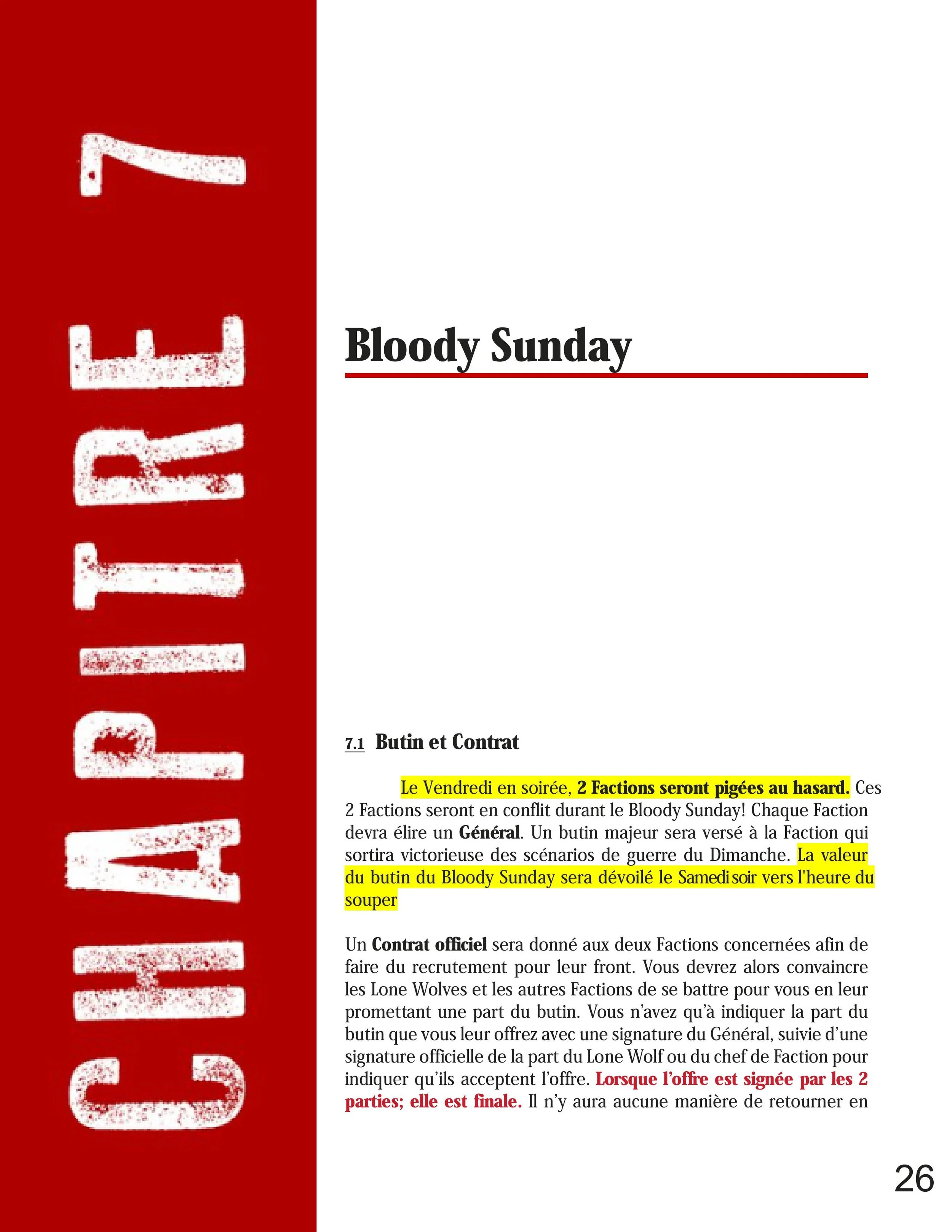 Book page titled 'Bloody Sunday' with highlighted French text about event timing and details.
