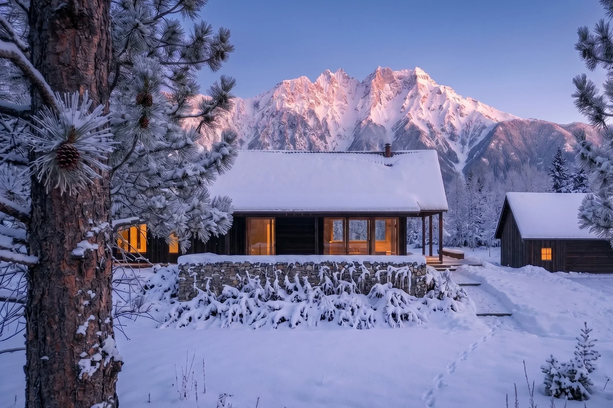 Mountain caretaker residence with dark façade and expansive glazing in Pemberton, British Columbia by Little Giant