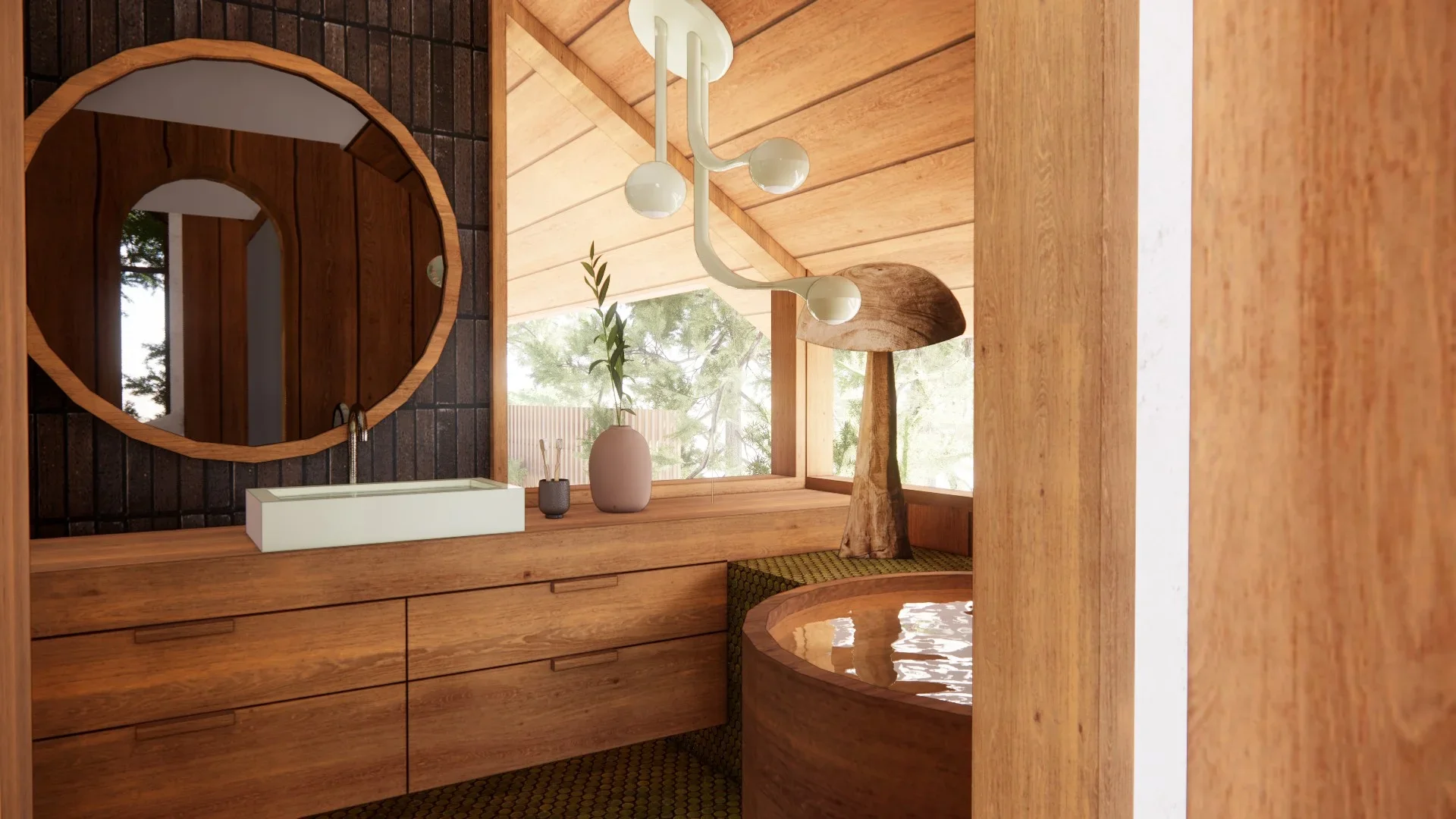 Residential exterior with natural wood cladding and landscaped garden in Victoria, British Columbia by Little Giant