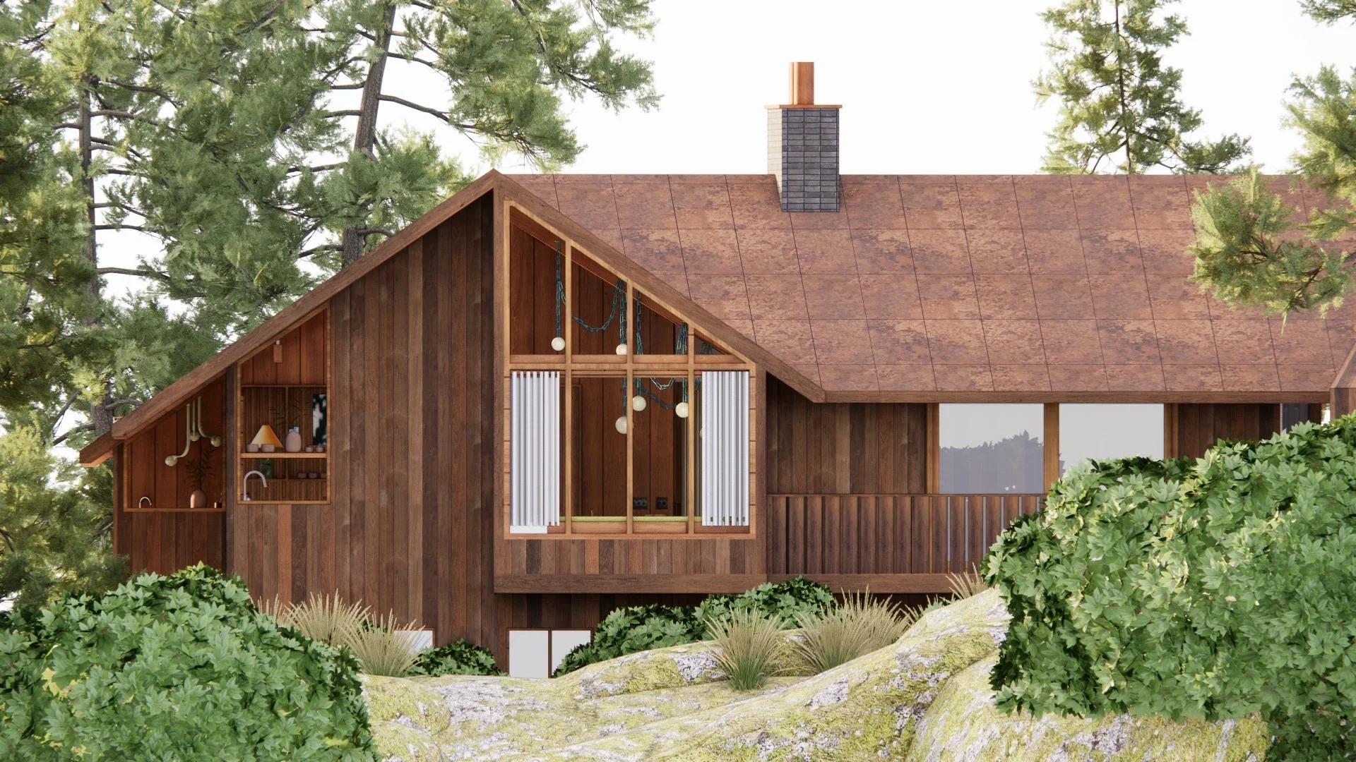 Residential exterior with natural wood cladding and landscaped garden in Victoria, British Columbia by Little Giant