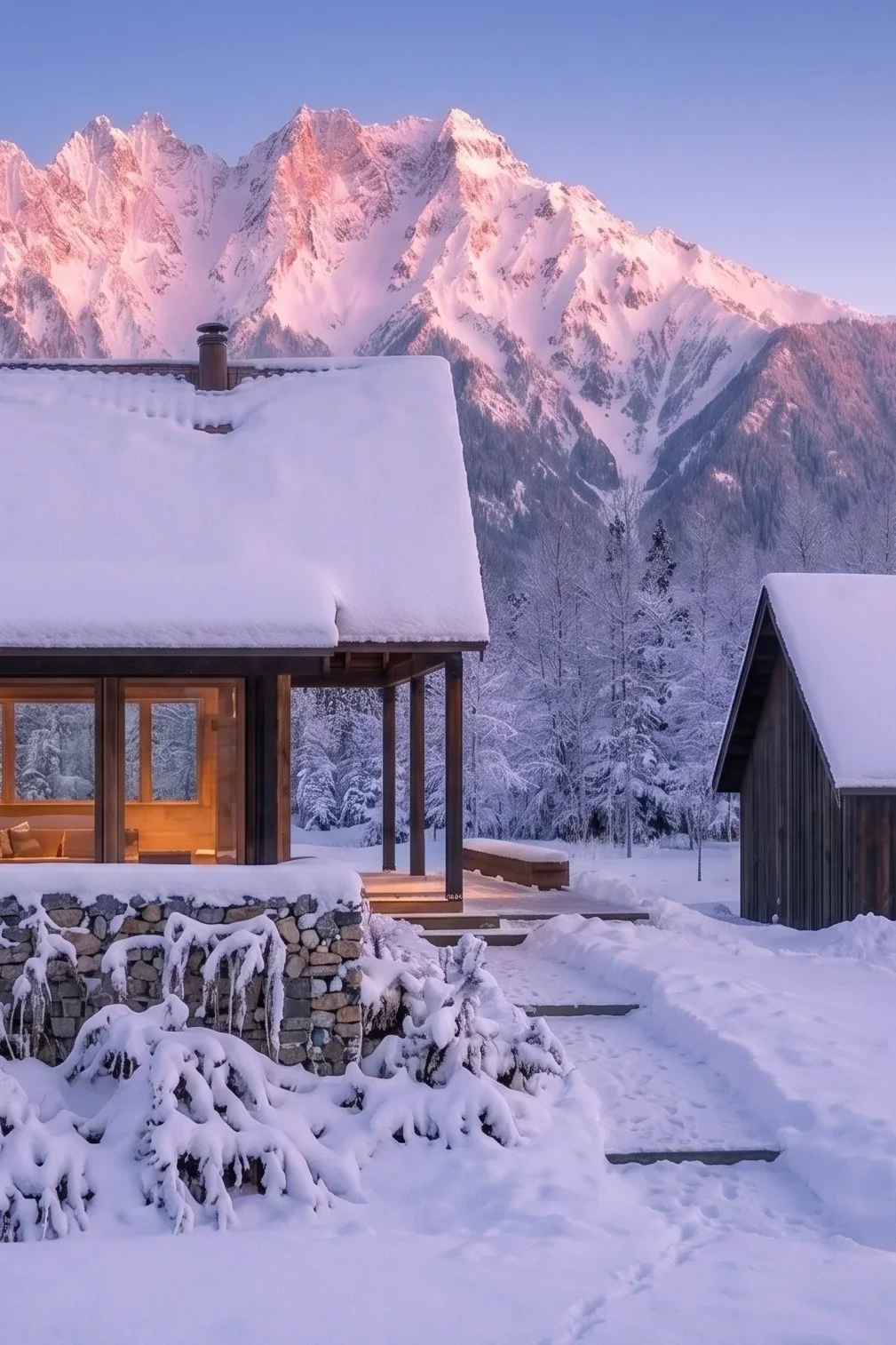 Mountain caretaker residence with dark façade and expansive glazing in Pemberton, British Columbia by Little Giant