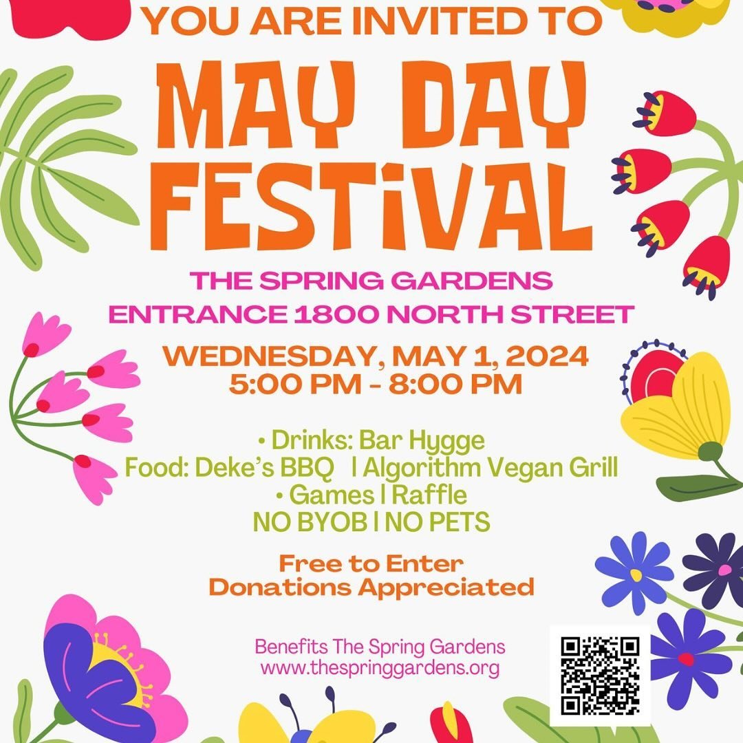 🌷Join us for a dance around the maypole at our Annual May Day Festival!🌷
Wednesday, May 1, 2024
5:00-8:00pm
Enter at North Street Gate

Food available for purchase from @dekes_bbq_roadhouse and @algorithmvegangrill 
Beer &amp; Wine available for pu