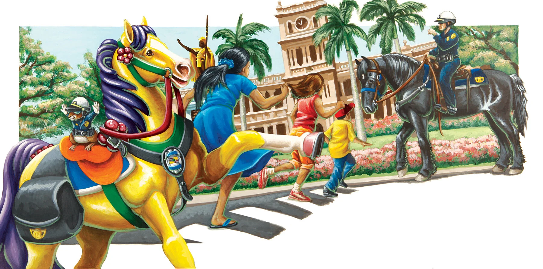 Illustration_Paint_LioCarouselHorse_PoliceHorse_Spread_ChildrensBook_Art.jpg