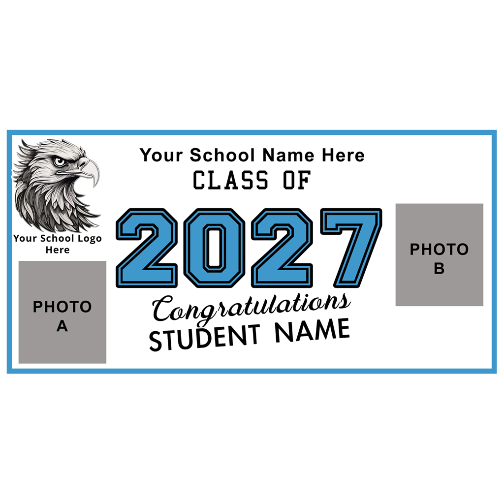 School Banners with Student name and two photos