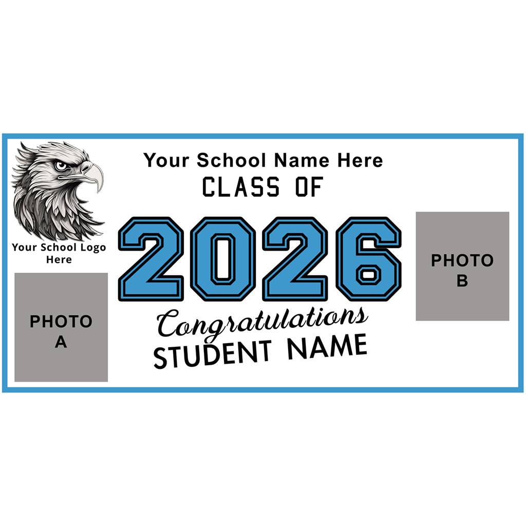 School Banners with Student name and two photos