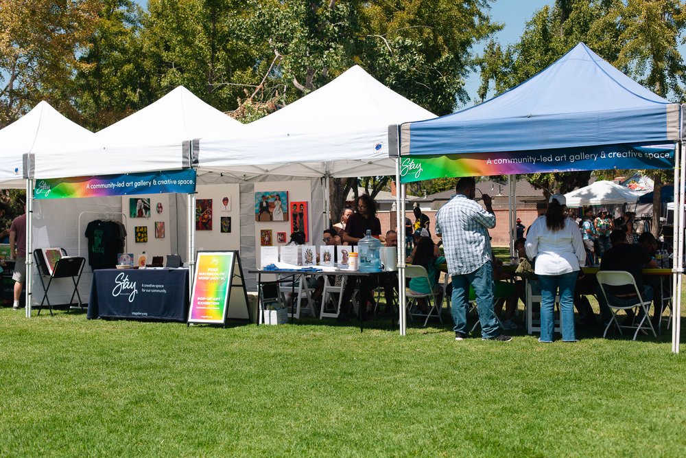  Pop-up exhibition and free watercolor workshop in collaboration with  Polaris Castillo  for the Downey Pride Family Picnic, hosted by L.A CADA.  Photo by  Gabriel Enamorado .   August 13, 2022.  
