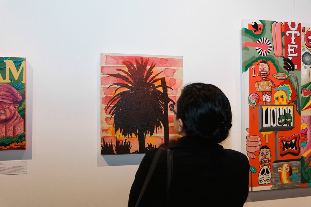  “Flamin Fronds” by  Josh Vasquez  for the opening reception of  CYCLES  in celebration of Stay Gallery’s 10th Anniversary.  Photo by  Elmer Argueta .   October 22, 2022.  