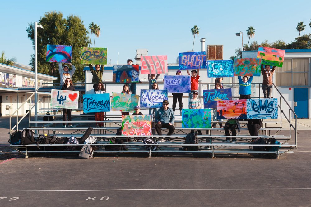  Free after school graffiti art program in partnership with DFEO.  Instruction led by local muralist  Tetris .  Photo by  Gabriel Enamorado .   Griffiths Middle School – December 14, 2022.  