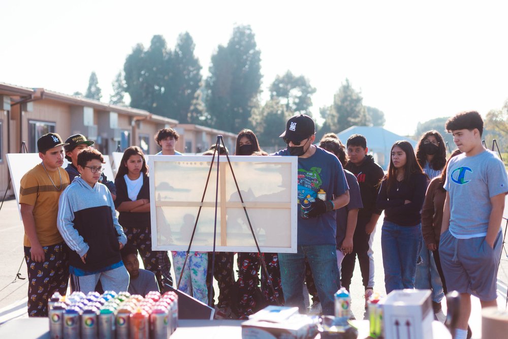  Free after school graffiti art program in partnership with DFEO.  Instruction led by local muralist  Tetris .  Photo by  Gabriel Enamorado .   Stauffer Middle School – December 21, 2022.  