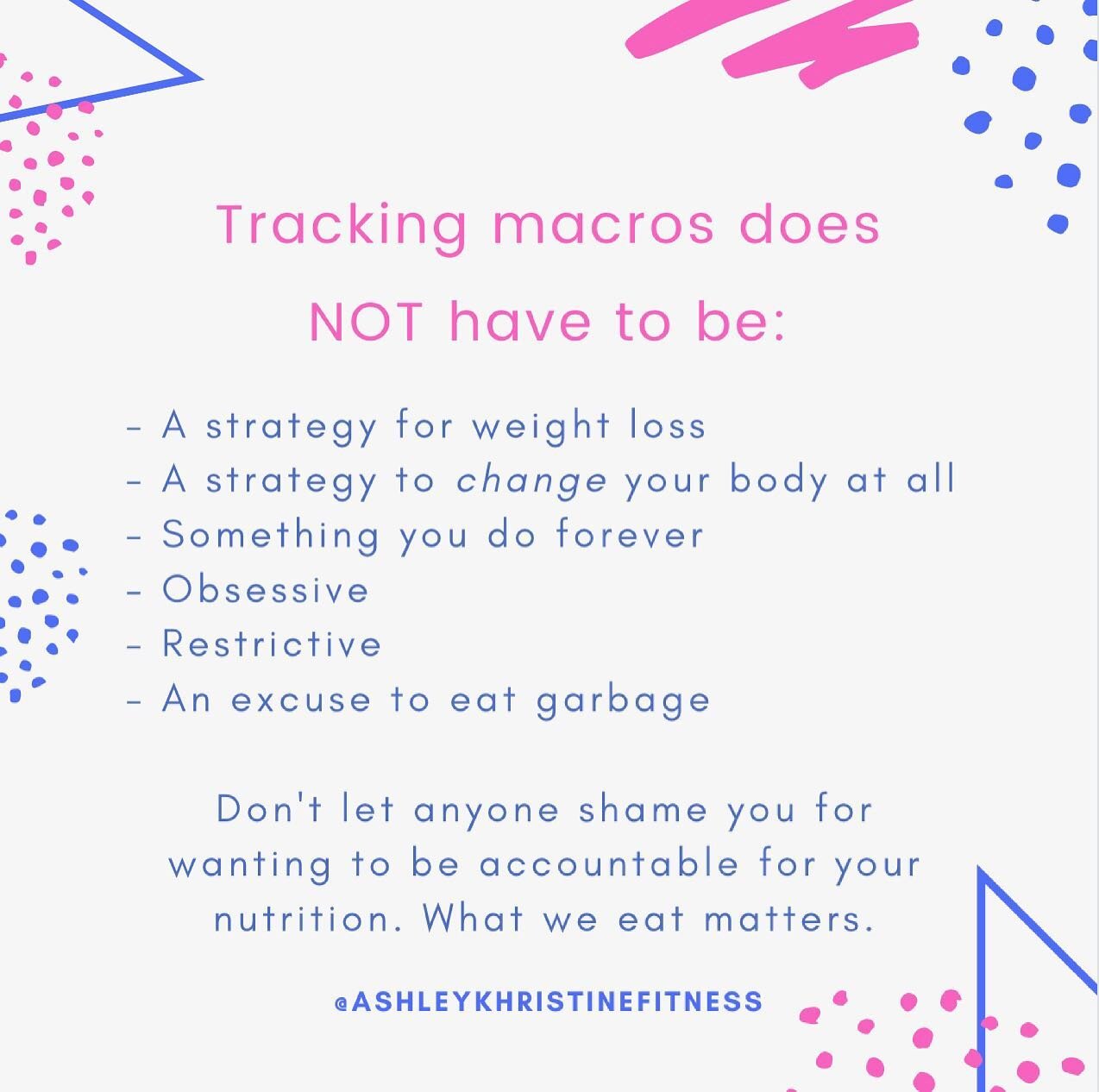 1. I don&rsquo;t track macros every day. Not at all.
⠀⠀⠀⠀⠀⠀⠀⠀⠀
I teach my clients how to use knowledge of macro nutrition as a TOOL to become more self-aware and achieve whatever goal they have.
⠀⠀⠀⠀⠀⠀⠀⠀⠀
&amp; Then how to transition away from daily 