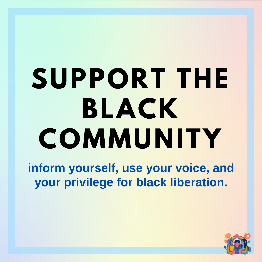 Support the Black Community.  - Inform yourself, use your voice, use your privilege for Black liberation. We compiled a list of organizations you should donate to, petitions to sign, tips for protestors, and educational resources on how we can better support the Black community.A huge thank you to Queering Zine, South Asians 4 Black Lives, Sorjo Magazine, Black Lives Matter, Equality Labs, Asian American Feminist Collective, Annika Hansteen-Izora, Zubi Ahmed, and tpwkhollands for making this information accessible.We have been updating this page everyday with new resources we find. Please email saqtc.nyc@gmail.com if you’d like to add more resources.