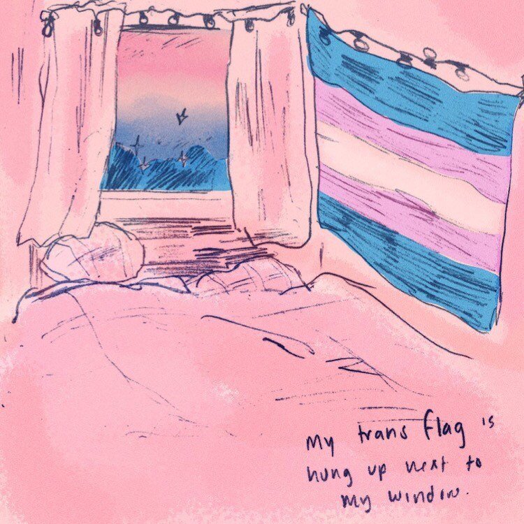 A cute comic about sunsets and feeling connected to everything 🌈 art by @stoffberg 
.
#tdov #trans #lgbt #lgbtart #comic #sketchbook #illustration #art