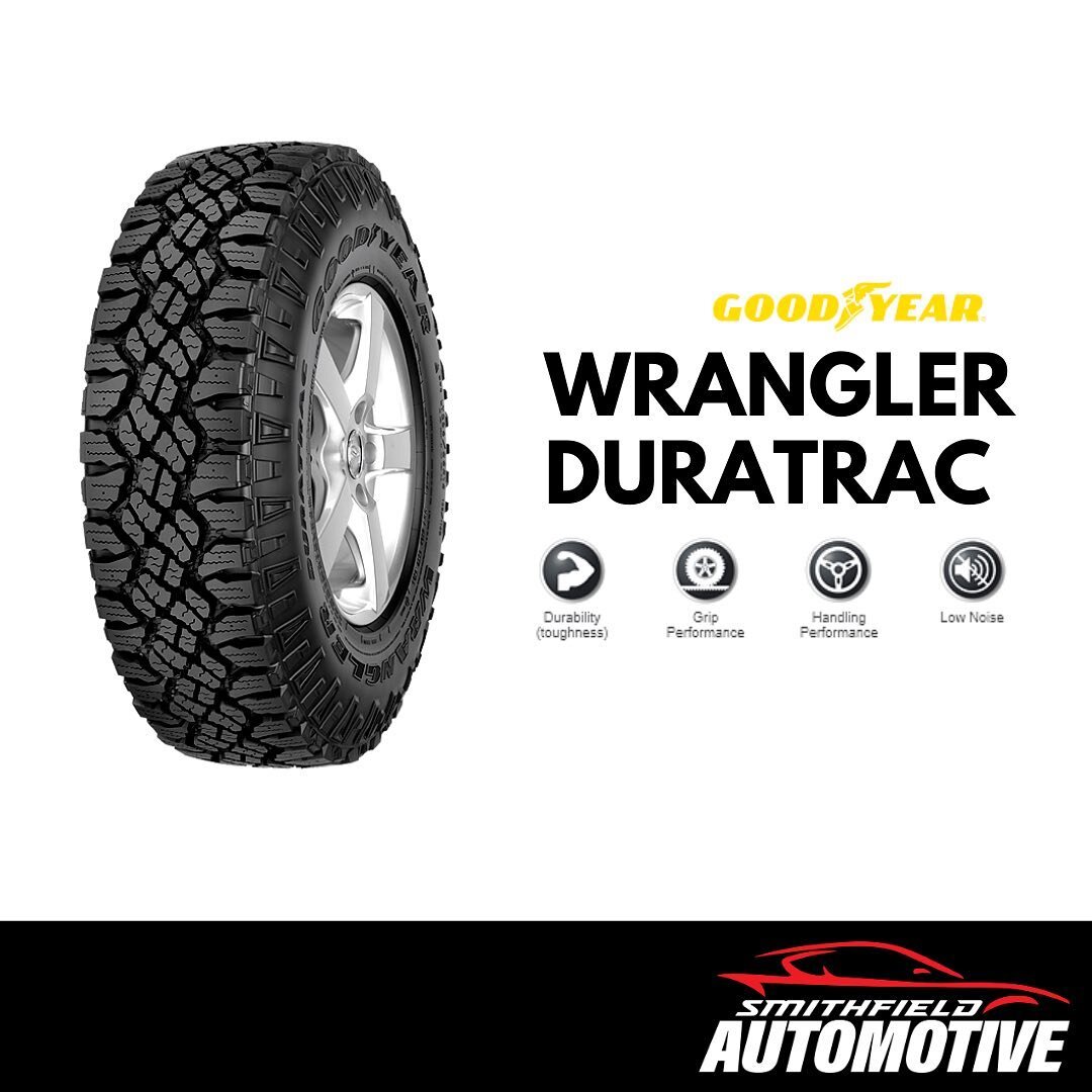 GOODYEAR WRANGLER DURATRAC 
The award winning Wrangler DuraTrac is an extremely versatile 4WD tyre offering outstanding off-road traction! One of our best selling tyres! 
✔️ Tractive Groove Technology - Offers enhanced traction in deep mud, dirt &amp