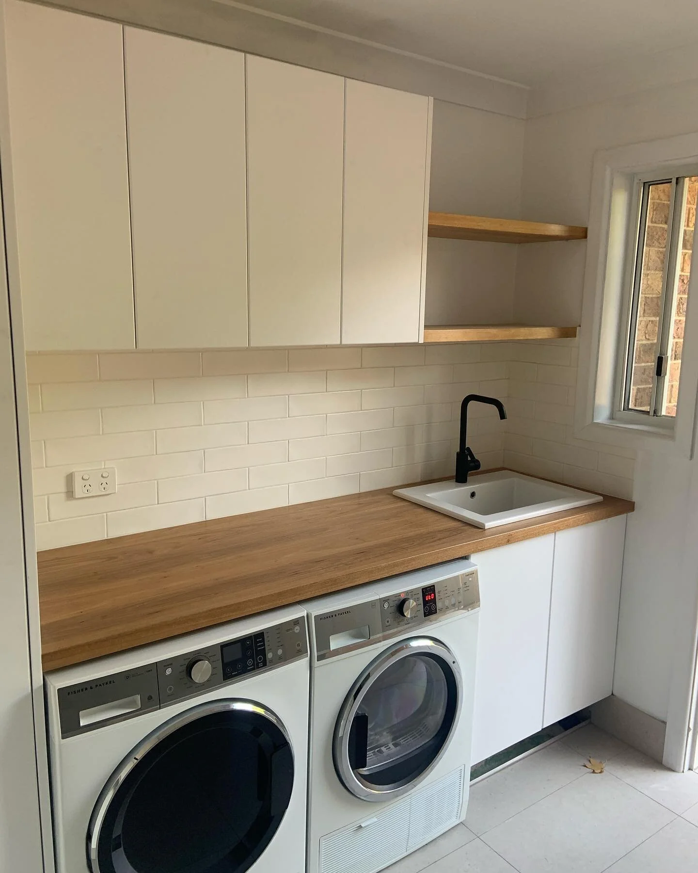 Laundry Renovation pieces of saph bellingen blackbutt timber top