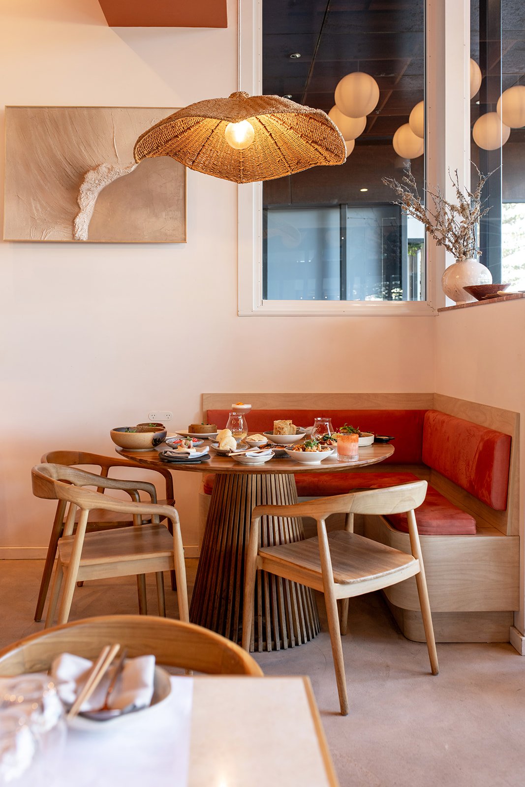 Gold Coast restaurant photographer captures table of meals at Gold Coast lifestyle restaurant shoot.