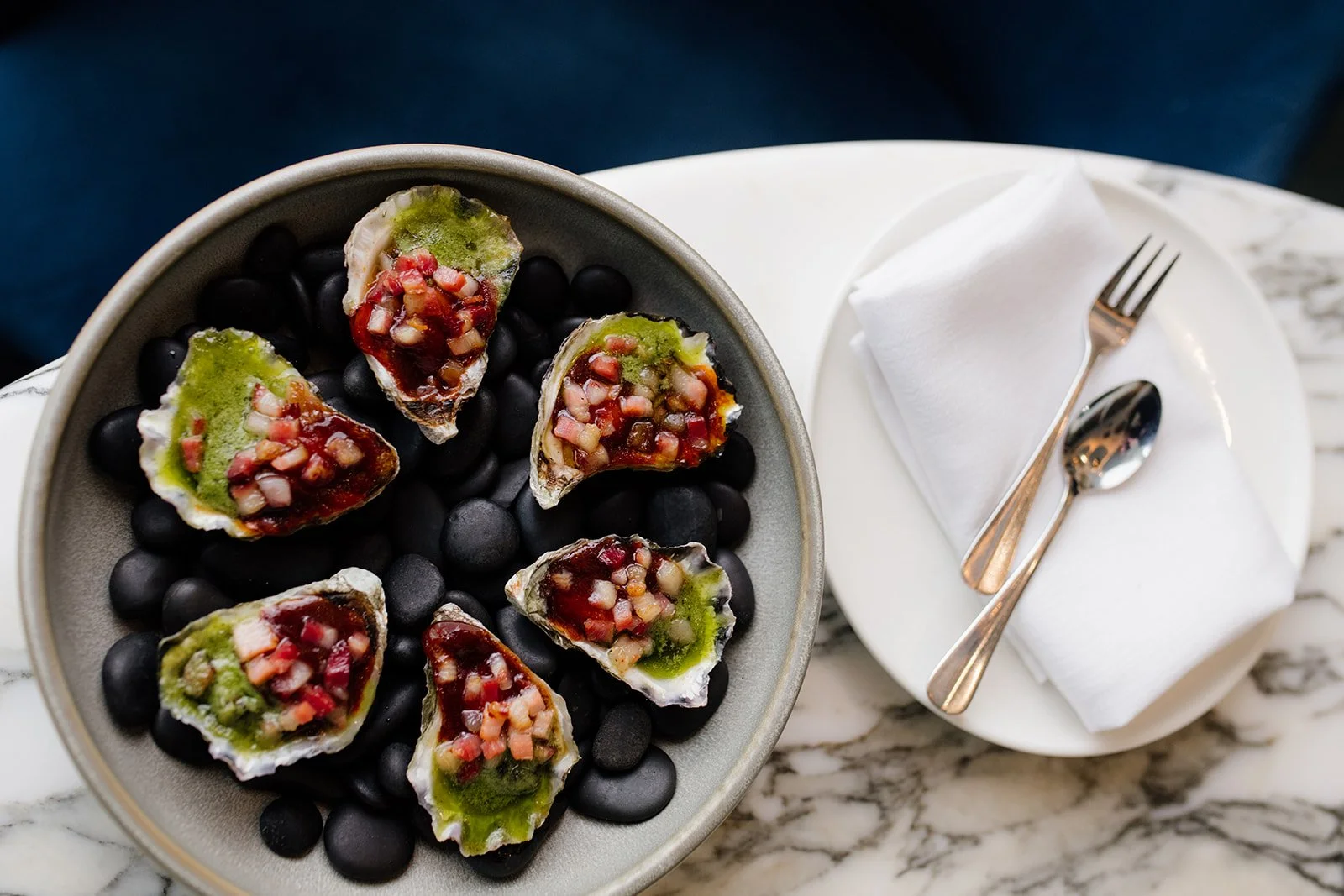 Gold Coast restaurant photographer captures plate of oysters at Nineteen at the Star during Gold Coast restaurant photography session.