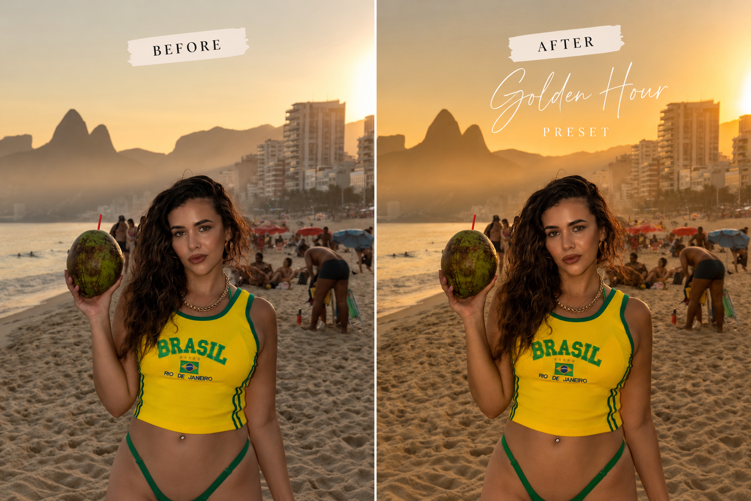 Golden Hour Beach Preset Before & After.png
