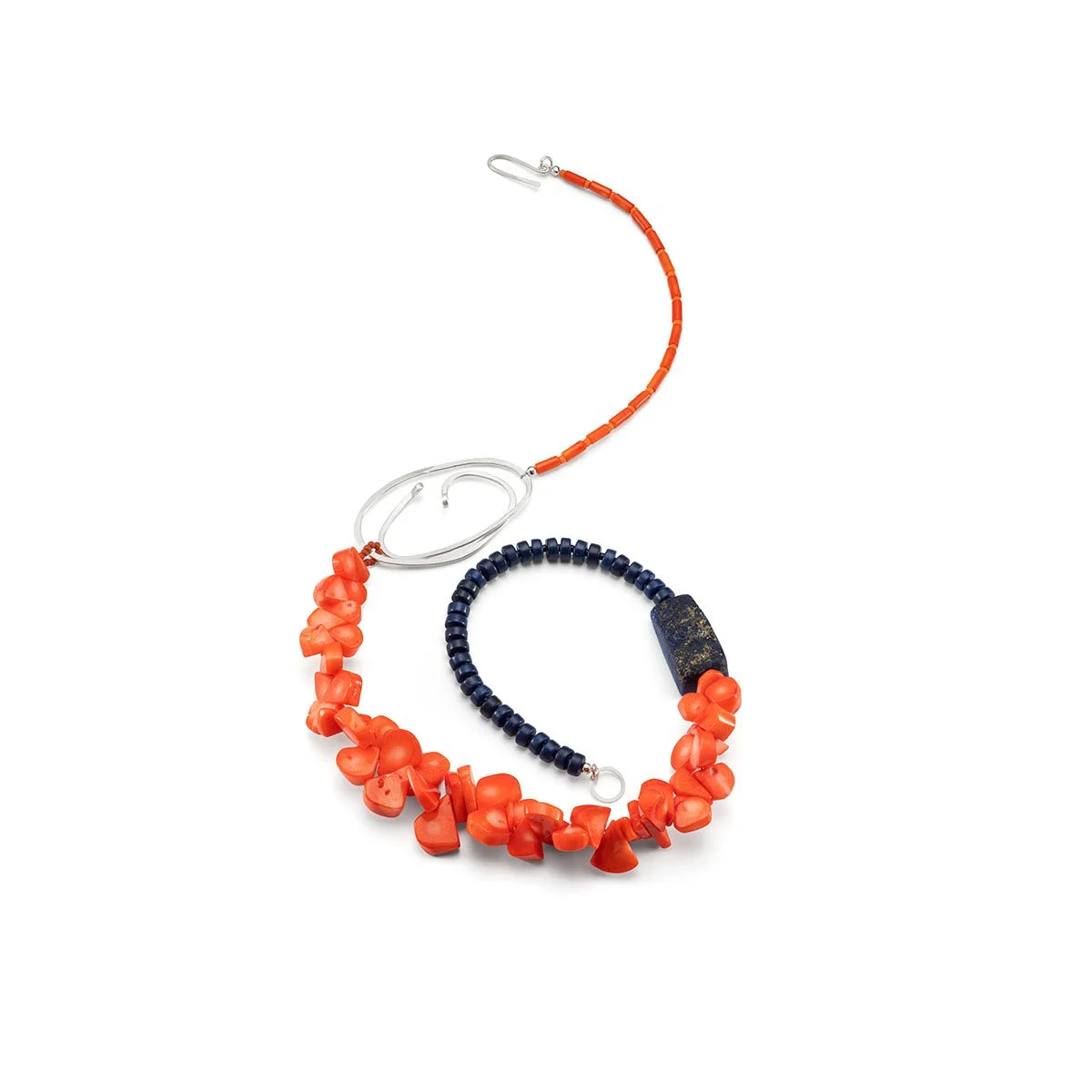 Lapis and Coral Silver Necklace II