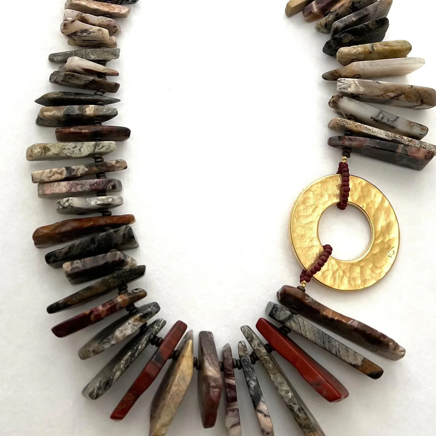 Silver leaf jasper and gold statement necklace @melissajamesjewellery #statementpiece #jewellery #necklace #gold #jasper #semiprecious #contemporary #madebyhand