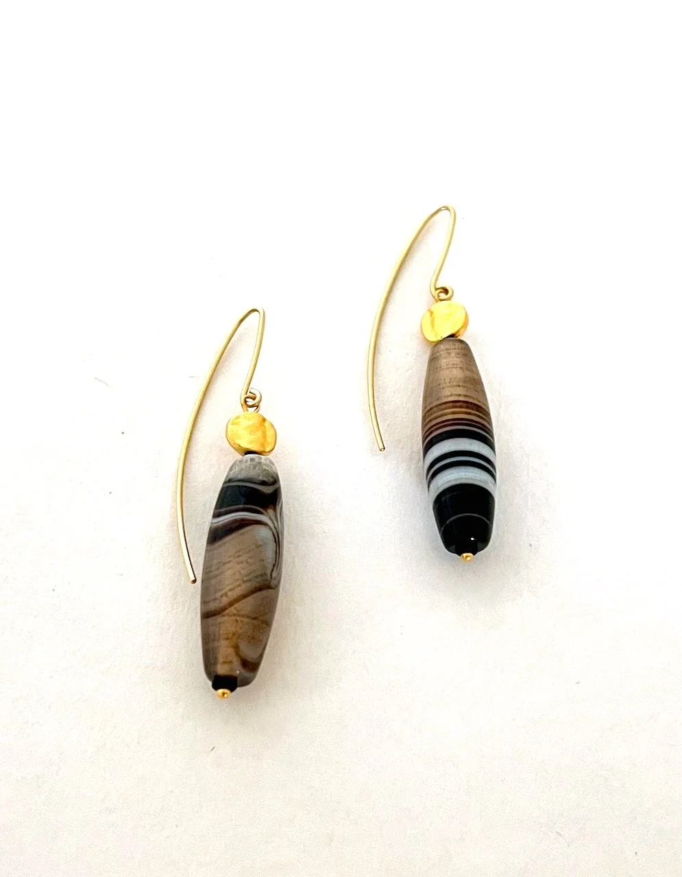 Black Agate Gold Earrings II