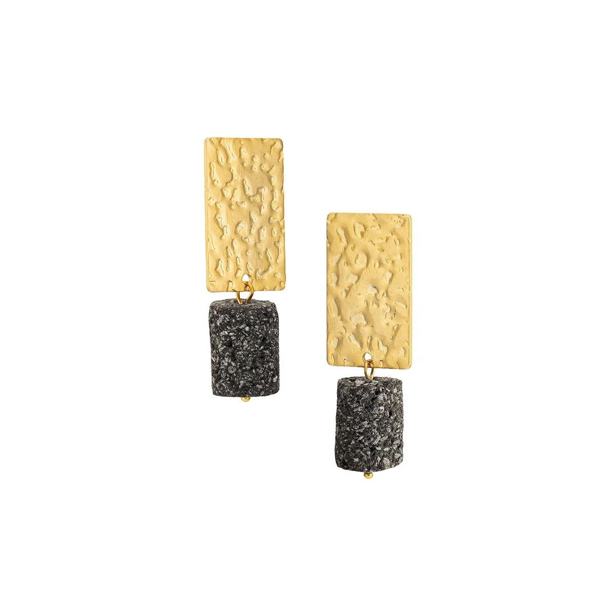 Gold Lava Stone Stud Earrings II