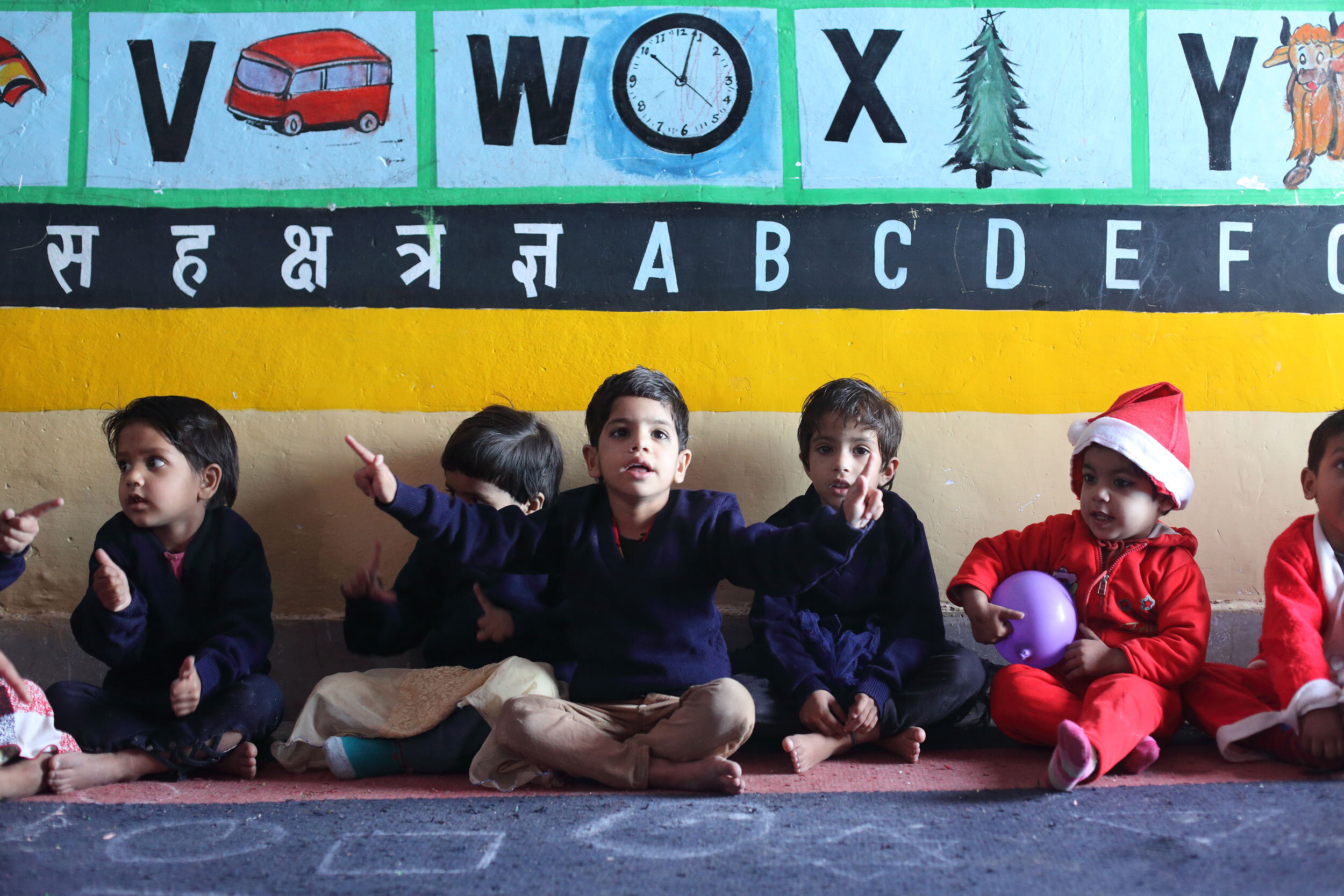 Few of these children are also encouraged to attend a nearby Anganwaadi centre where one sees much joy, colour and enthusiasm as a school celebrates Christmas.