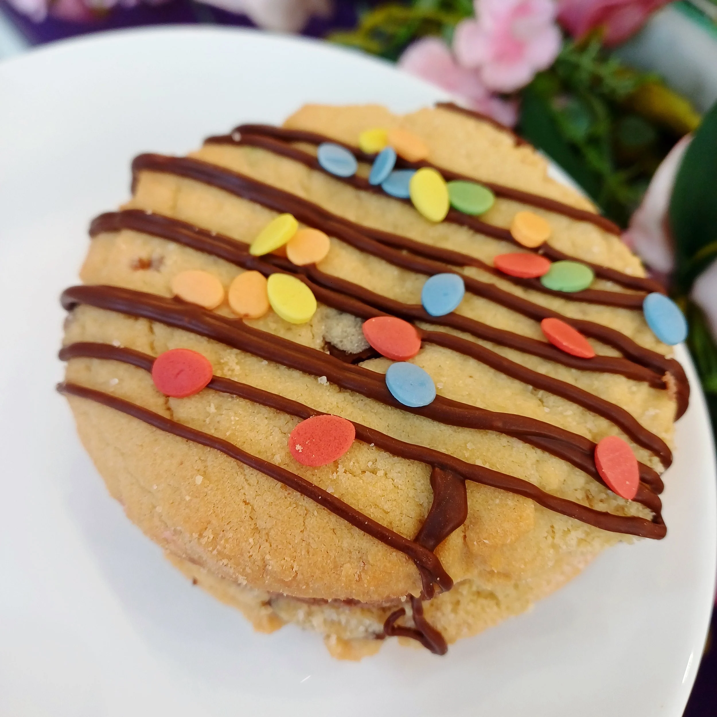 Mini egg cookie sandwich on plate