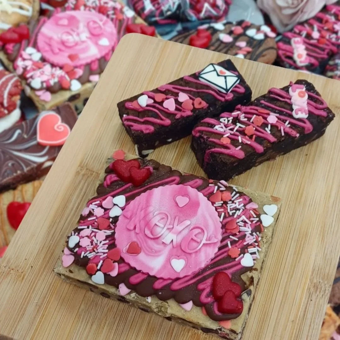 Valentine’s Treat Box: Love Letter Cookie Slice + Salted Caramel & Triple Chocolate Brownie Slices (Limited Edition)