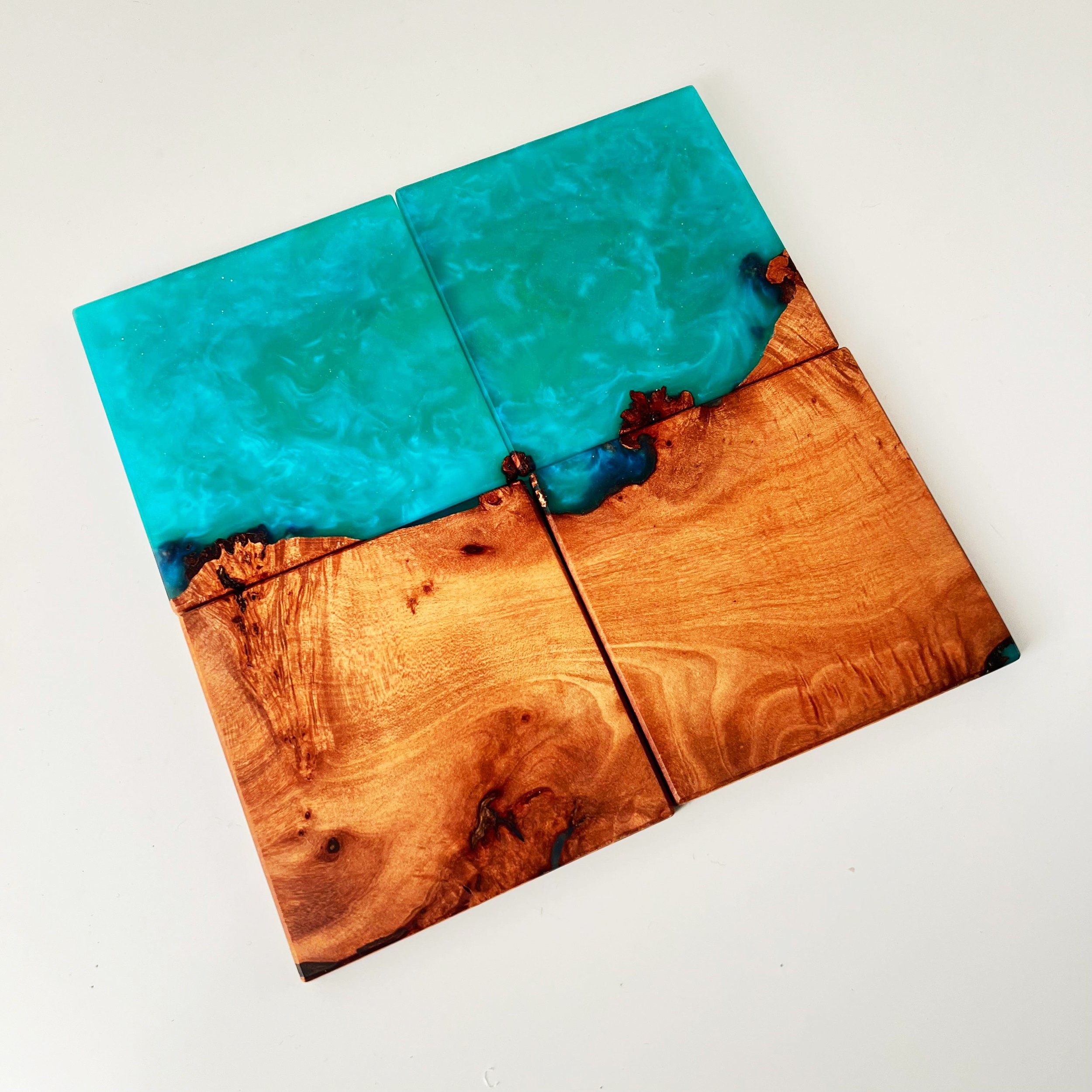 Chestnut and Resin Coaster Set