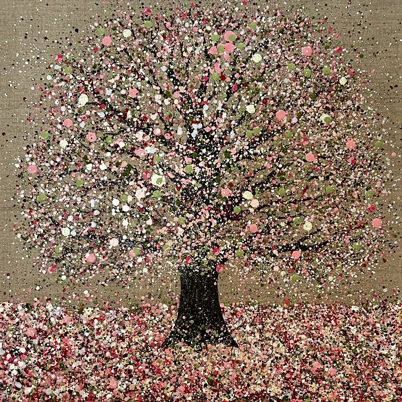 Gentle Cherry Blossom 40x40cm in 43x43cm frame