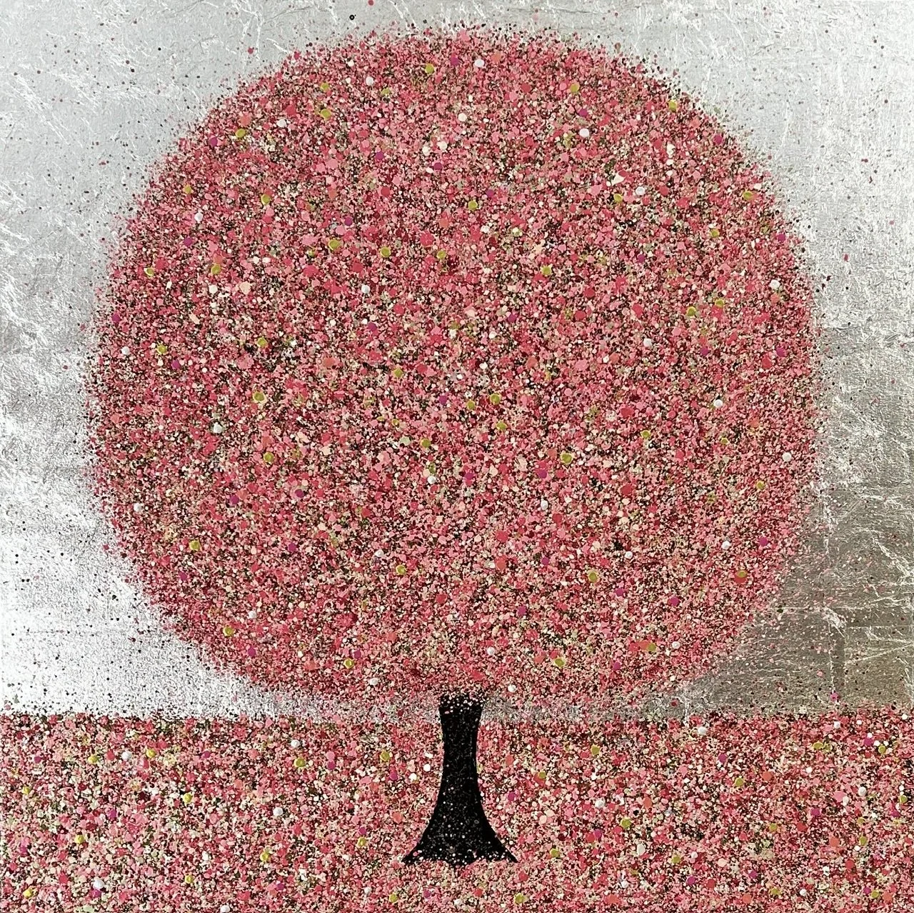 Pure Pink Happiness 100x100cm in 104x104cm frame