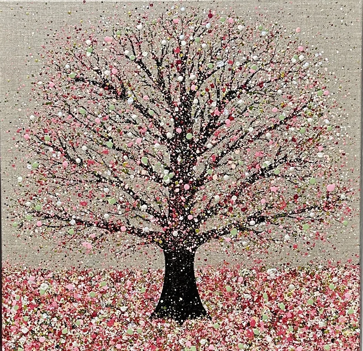 A Cherry Blossom Dream 60x60cm in 64x64cm white frame