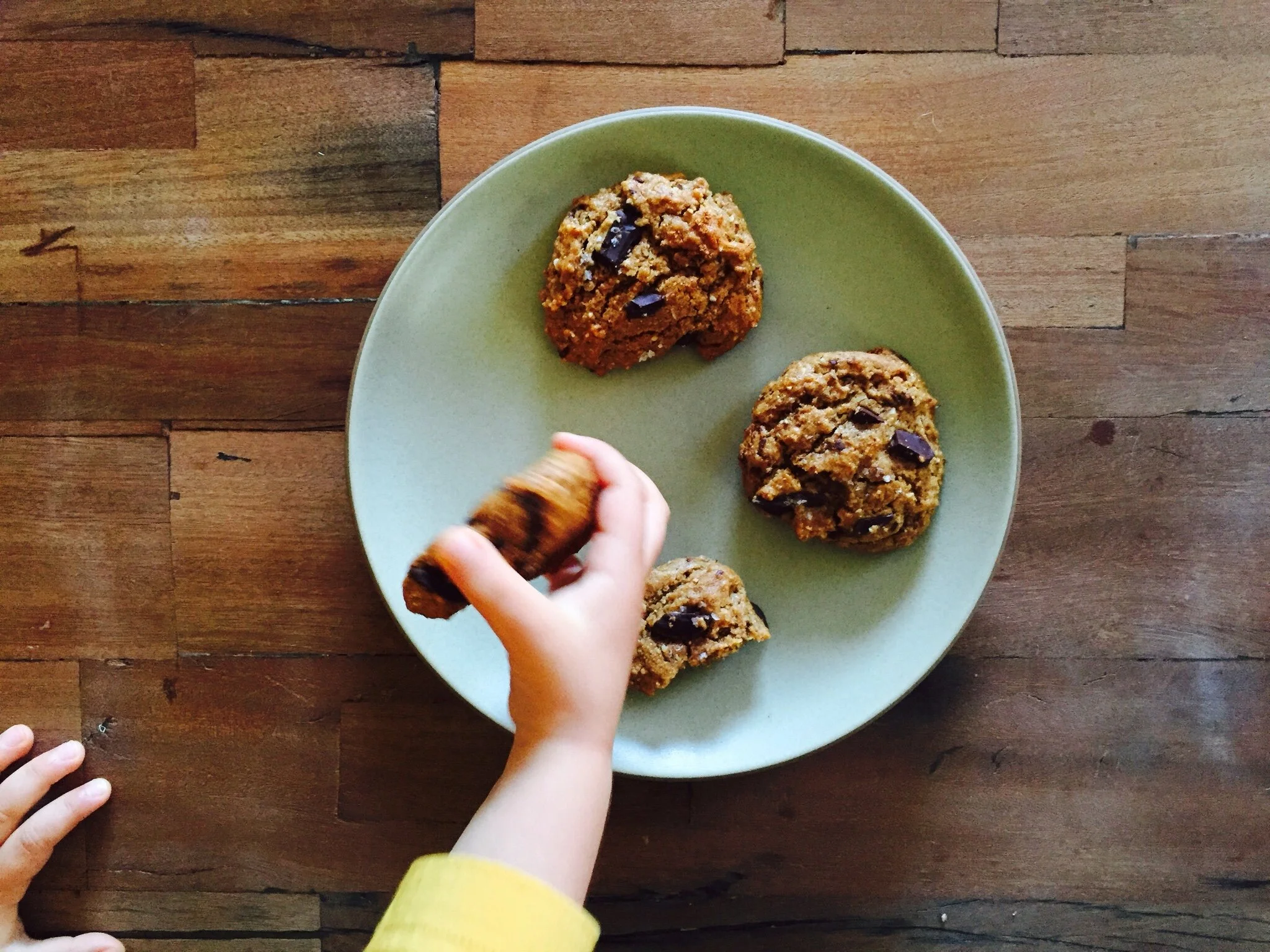 Flourless Almond Butter Cookies with Dark Chocolate and Sea Salt
