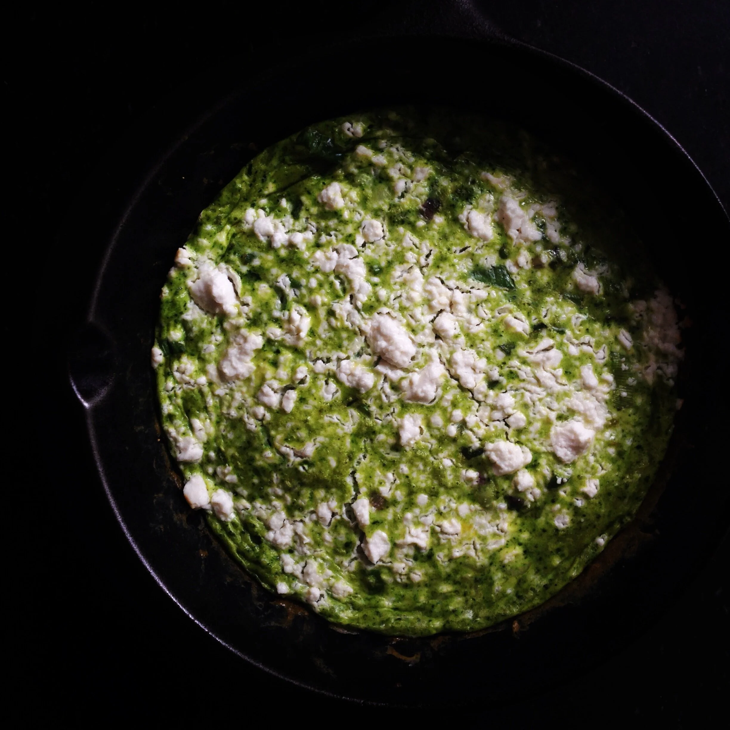 Green Frittata with Spring Onion and Goat Feta