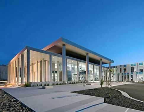 Jasper County Courts Building in Joplin, Missouri at dusk
