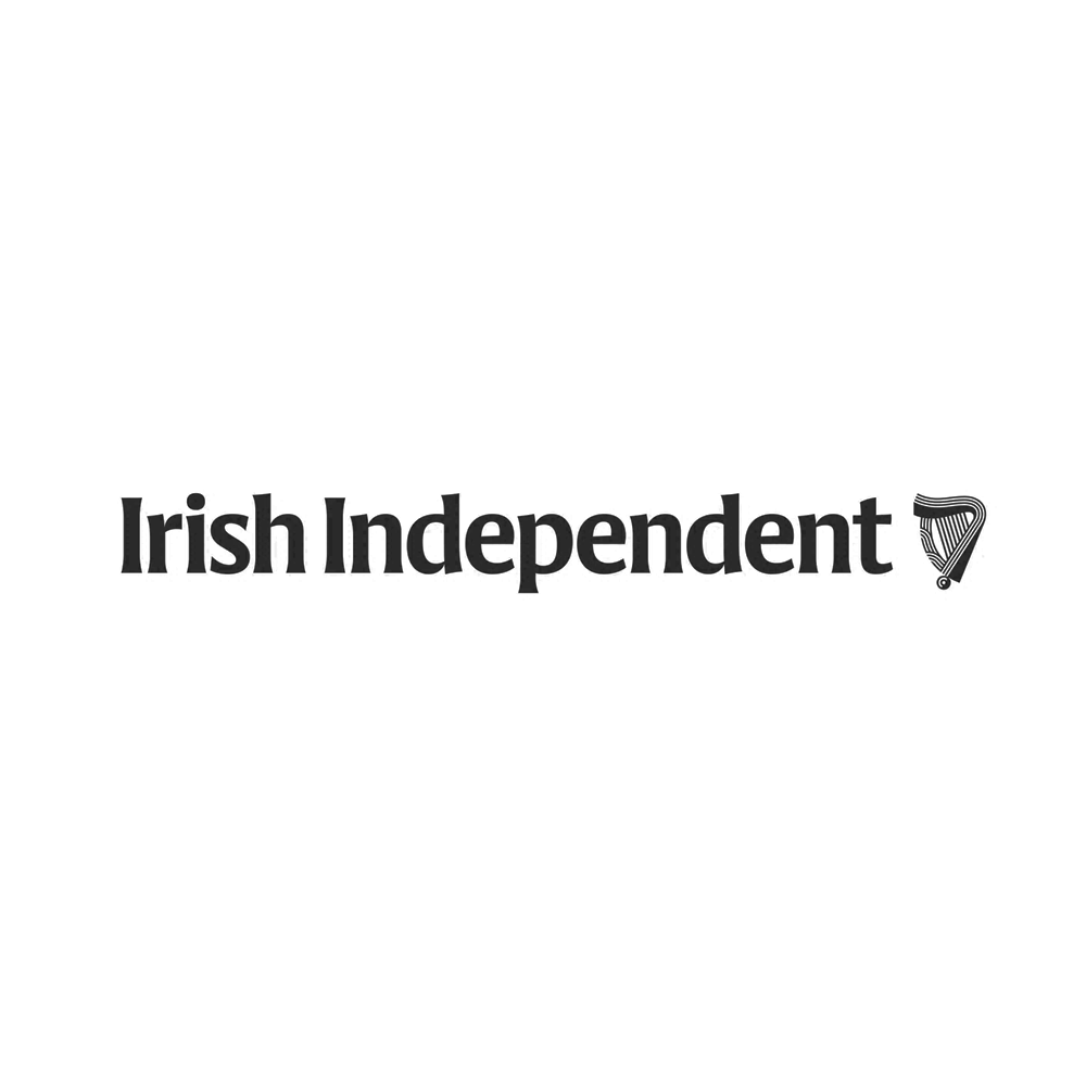 Logo of the Irish Independent newspaper with black text on a white background and a small harp icon.