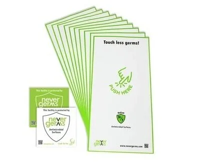 NeverGerms Antimicrobial Door Push Plate Surface Cover X-Large - 10 pack