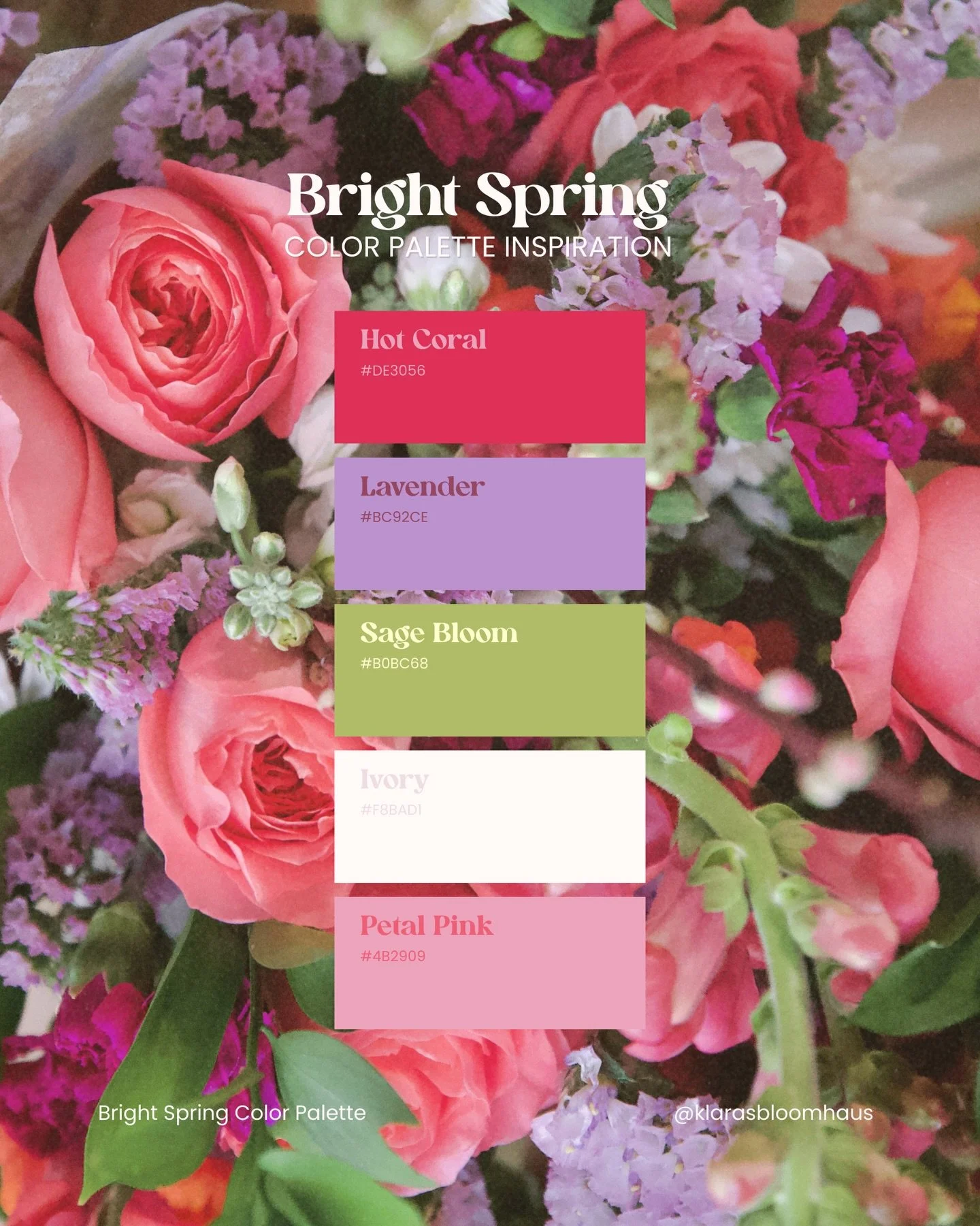 Color is where your event starts to feel like you.

Not sure what colors to choose? Start here.

I pulled together three palettes I&rsquo;m loving right now&mdash;perfect for weddings, showers, and events:

Bright Spring &mdash; fresh, vibrant, and e