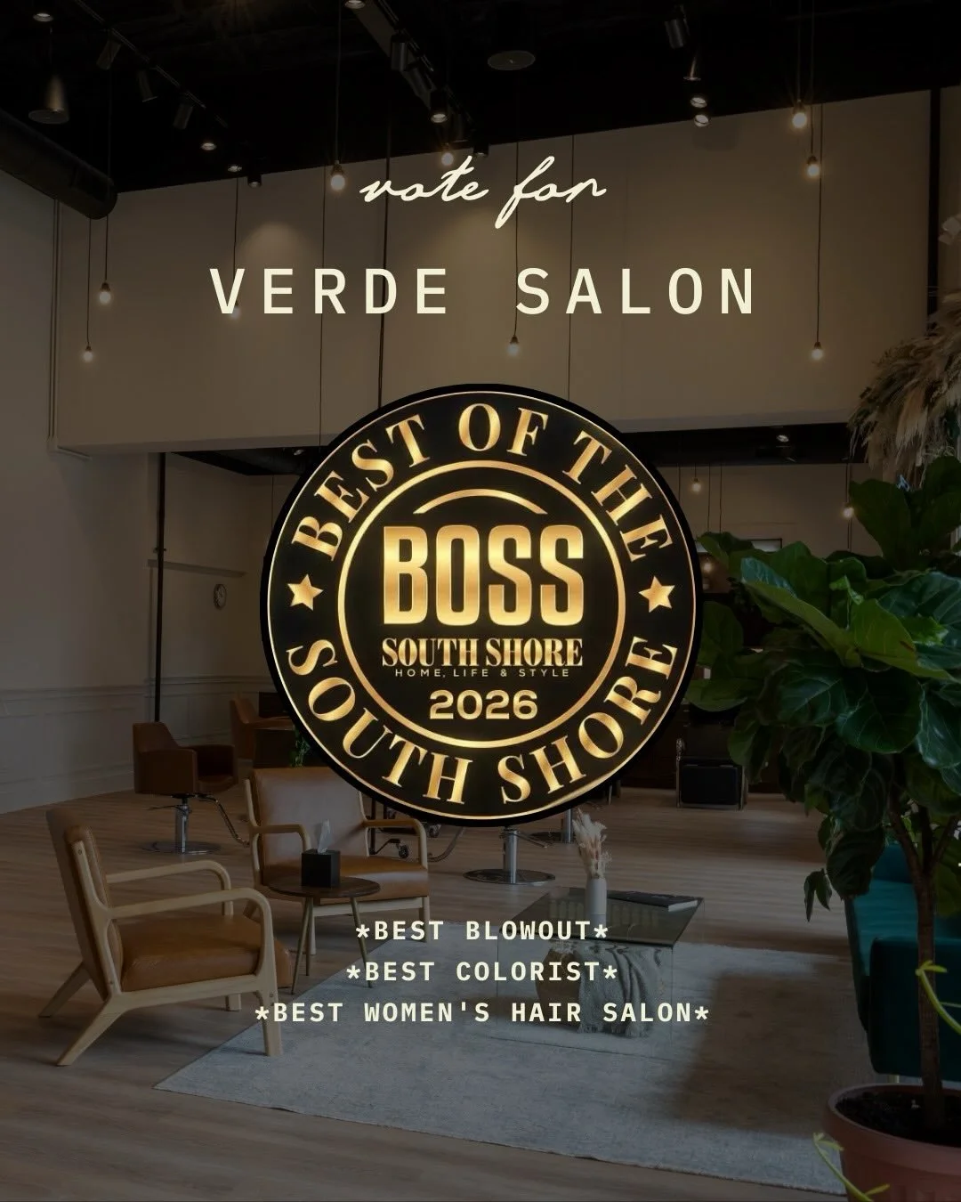 ✨ WE&rsquo;RE UP FOR BEST OF THE SOUTH SHORE ✨

Because of YOU, Verde has been nominated in THREE incredible categories:

🤍 Best Blowout
🤍 Best Hair Colorist
🤍 Best Women&rsquo;s Salon

We are so honored, so excited, and so deeply grateful for thi