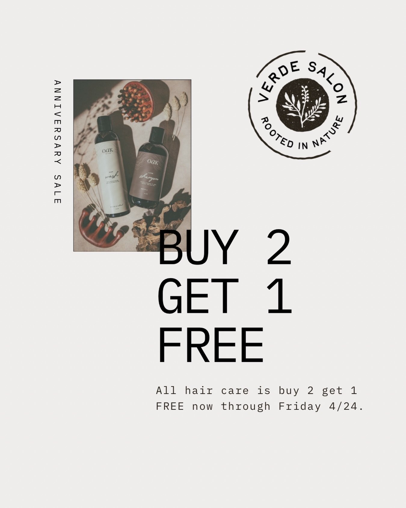 14 years of Verde&hellip; and a little love letter to the Earth 🌿✨

To celebrate our anniversary and Earth Day, we&rsquo;re offering:

BUY 2, GET 1 FREE on all haircare 💚
(includes OAK Haircare, Eleven Australia, Kemon Actyva, and Kevin Murphy)

Th