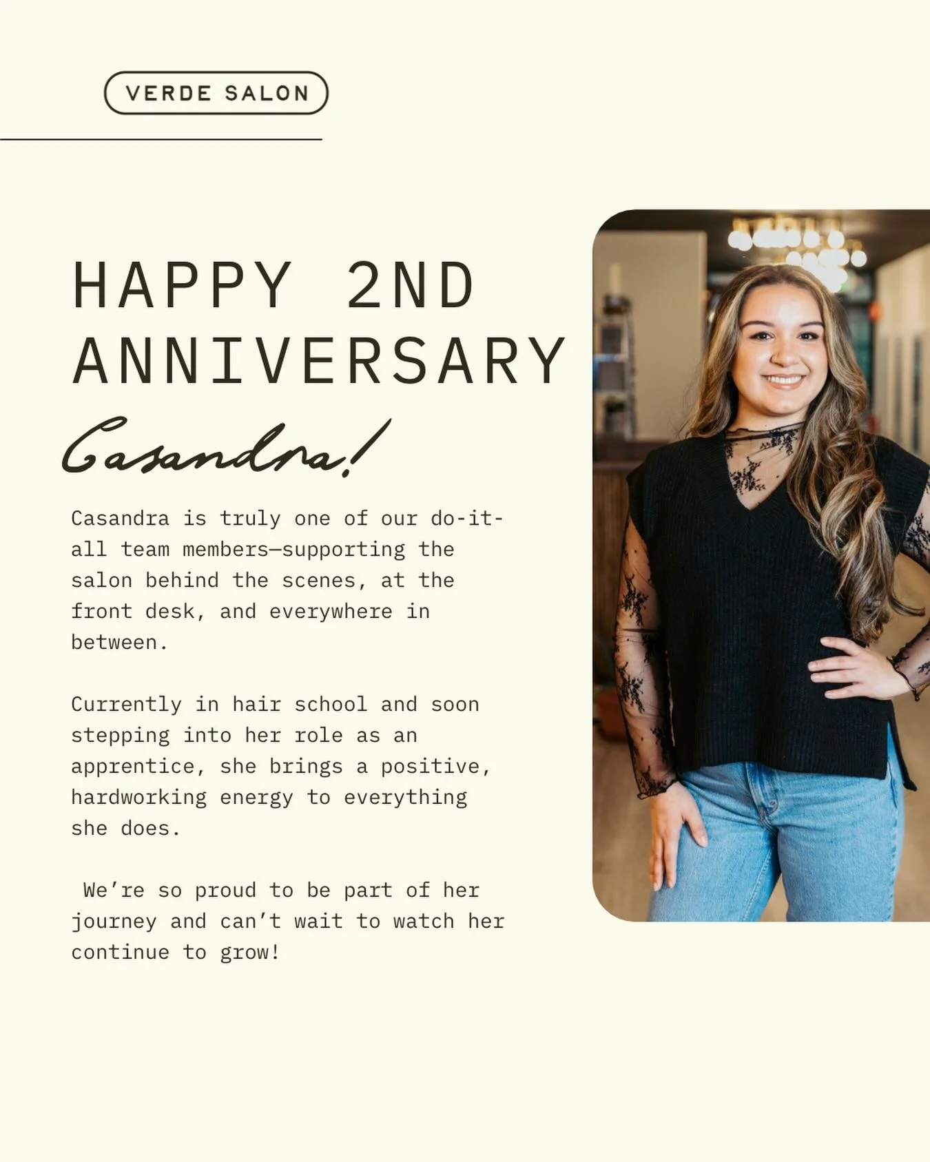 Shouting happy anniversary to @hairby.casandra ! Thank you for all that you do. 🤍
