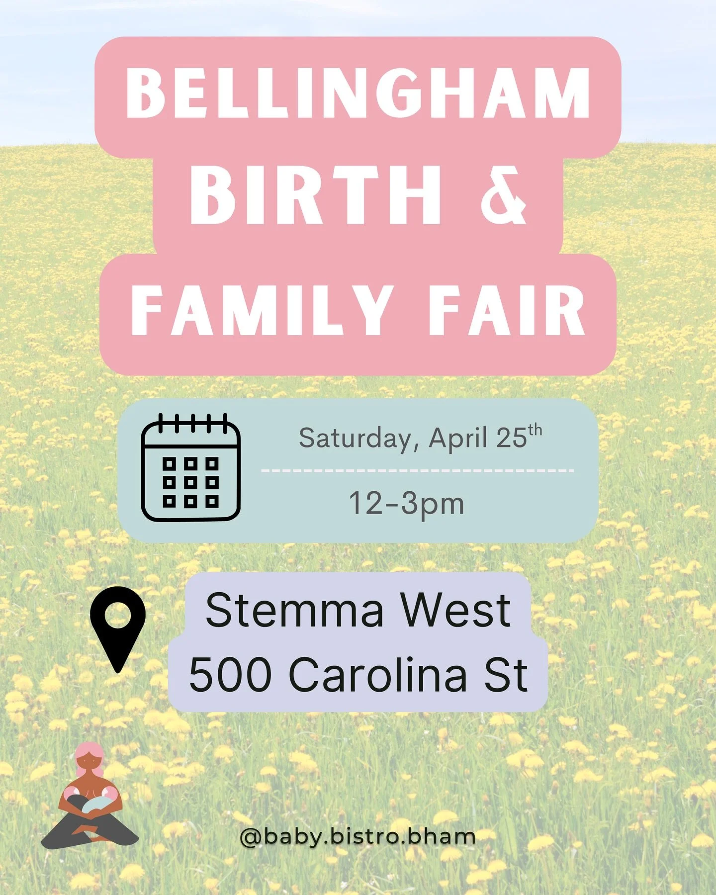 We can&rsquo;t wait to see you at the Bellingham Birth &amp; Family Fair. There&rsquo;s going to be so many amazing local providers. This is open to expecting families AND families with children and babies this year. 

Join us next Saturday from 12-3