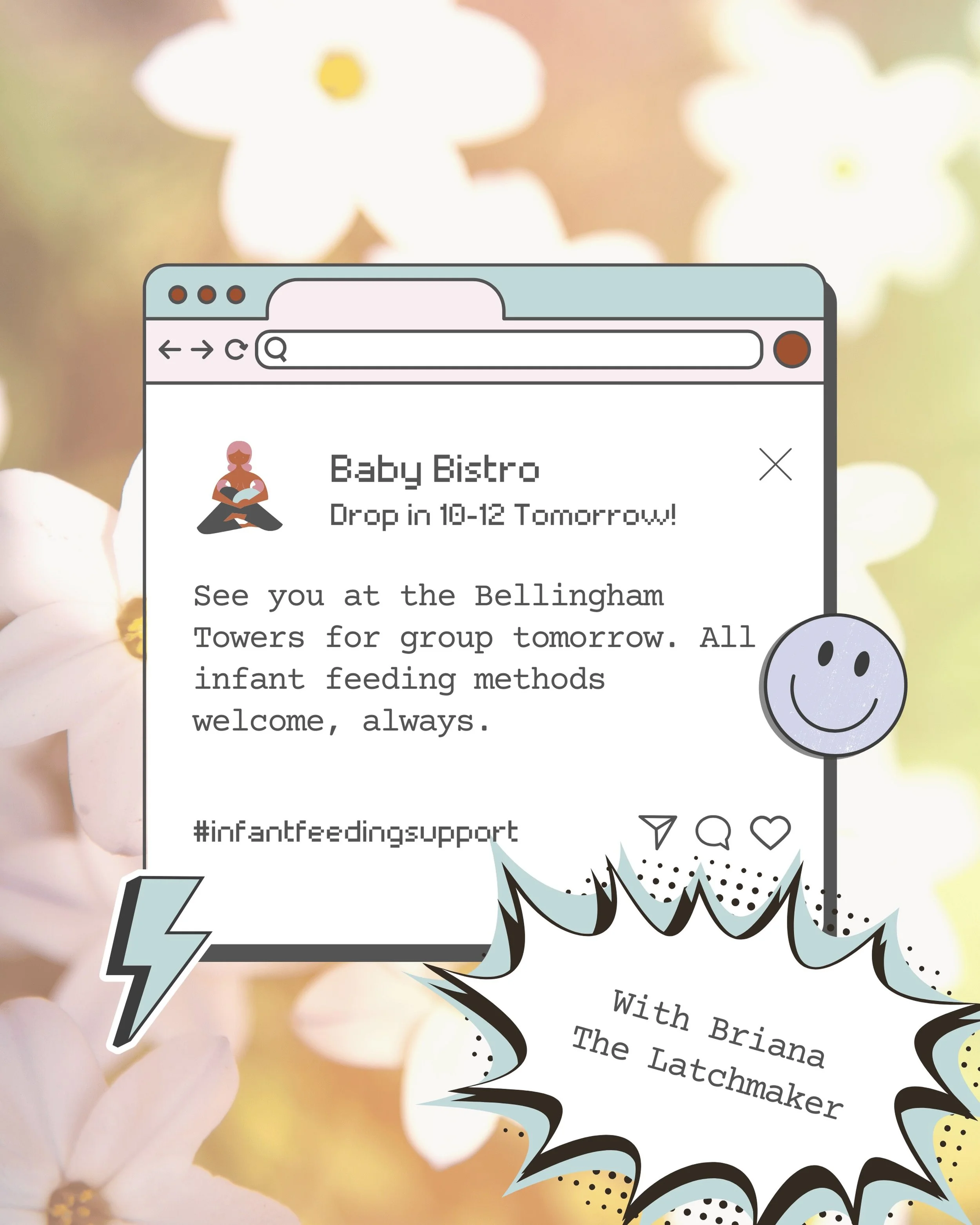 Tomorrow! Join us for drop in from 10a-12p at the Bham Towers 860 for Baby Bistro. 

Hosted by @thelatchmakerbham 

#Lactation #ibclc #babybistrobham #naptrapped #infantfeedingsupport