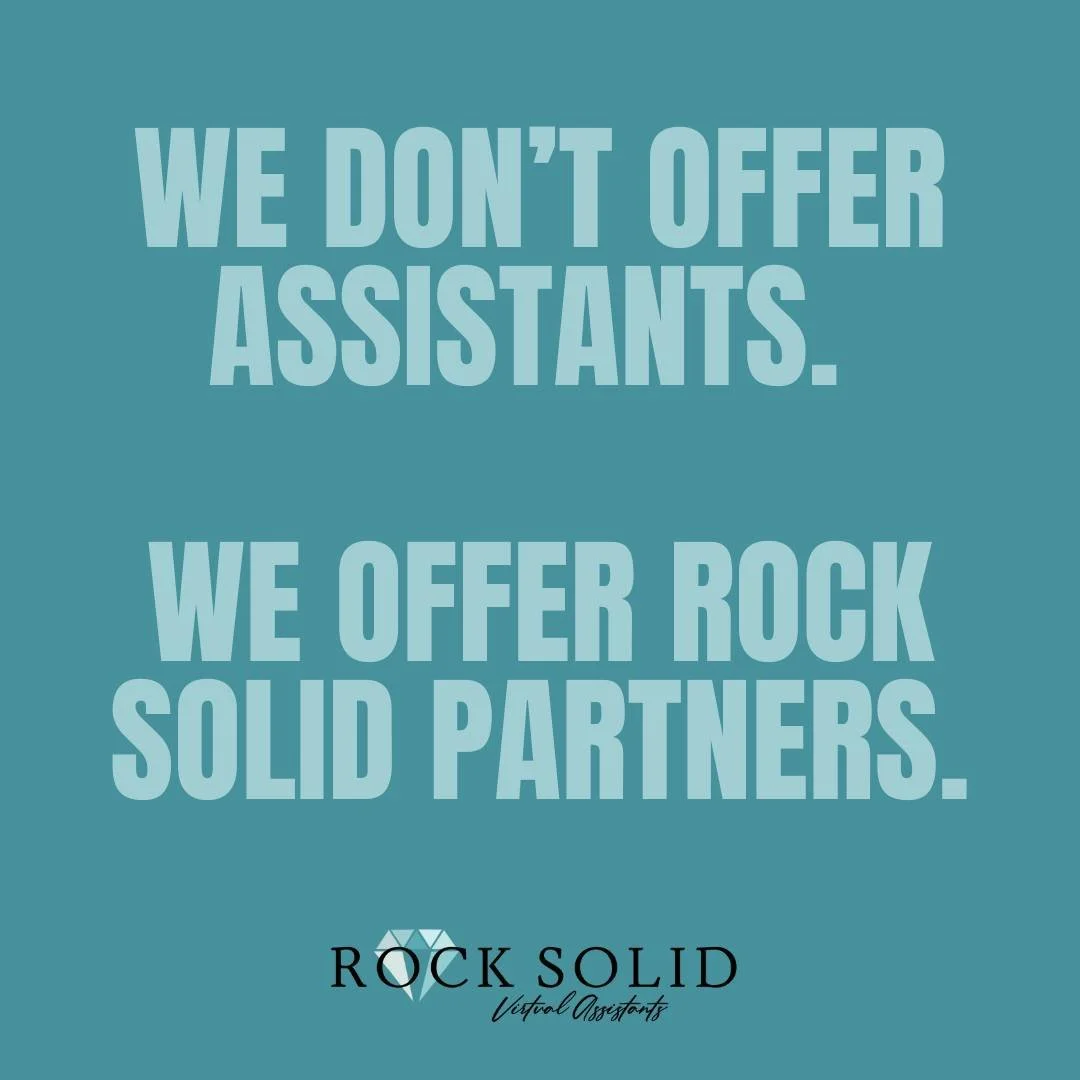 We’re not for everyone.
And that’s intentional.
Because anyone can hire an assistant.
But not everyone is ready for a Rock Solid partner - someone who’s invested, proactive, and fully aligned with your business goals.
We don&rsquo
