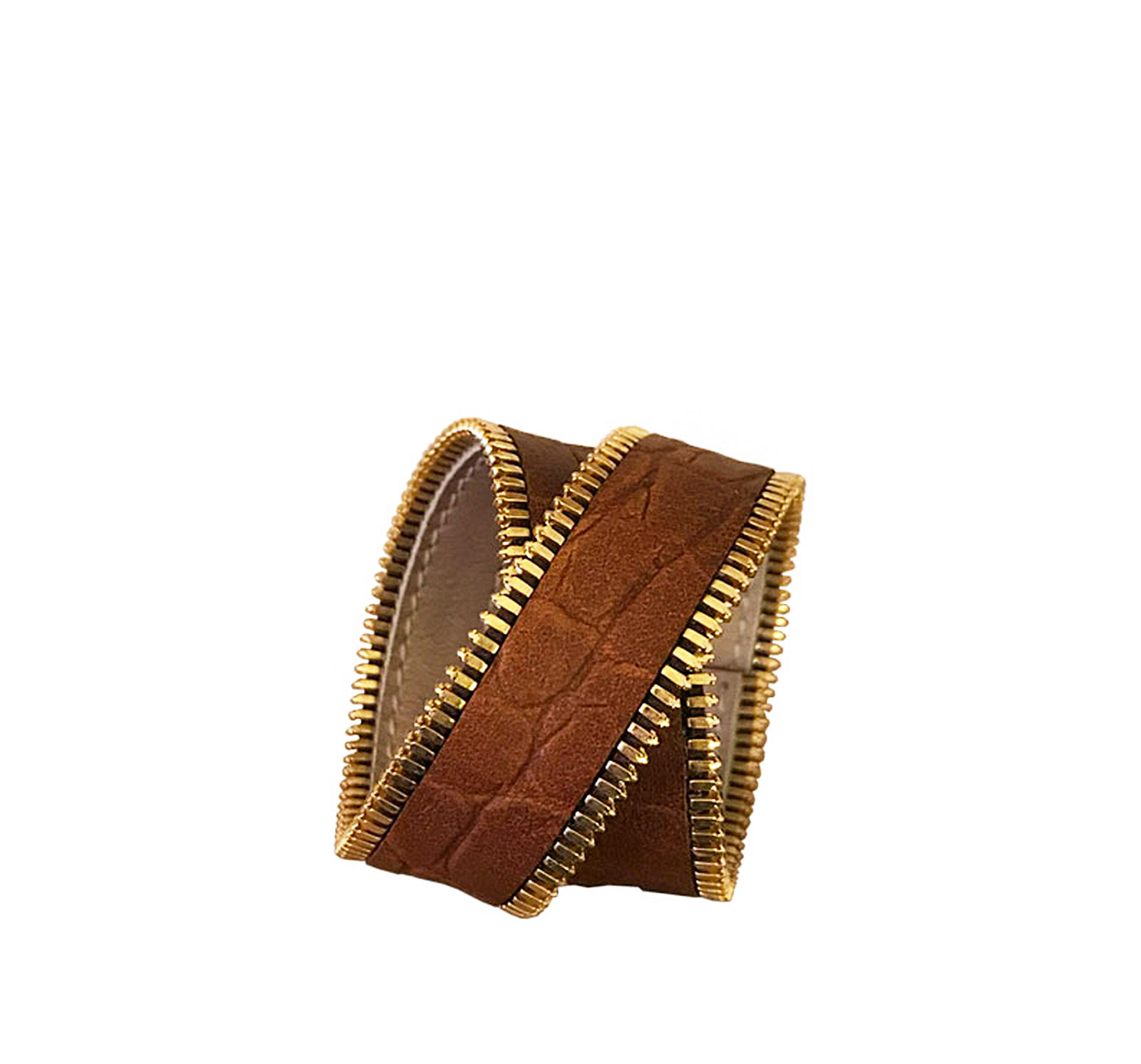 Manchette - Cuir Façon Croco Camel - Hepburn